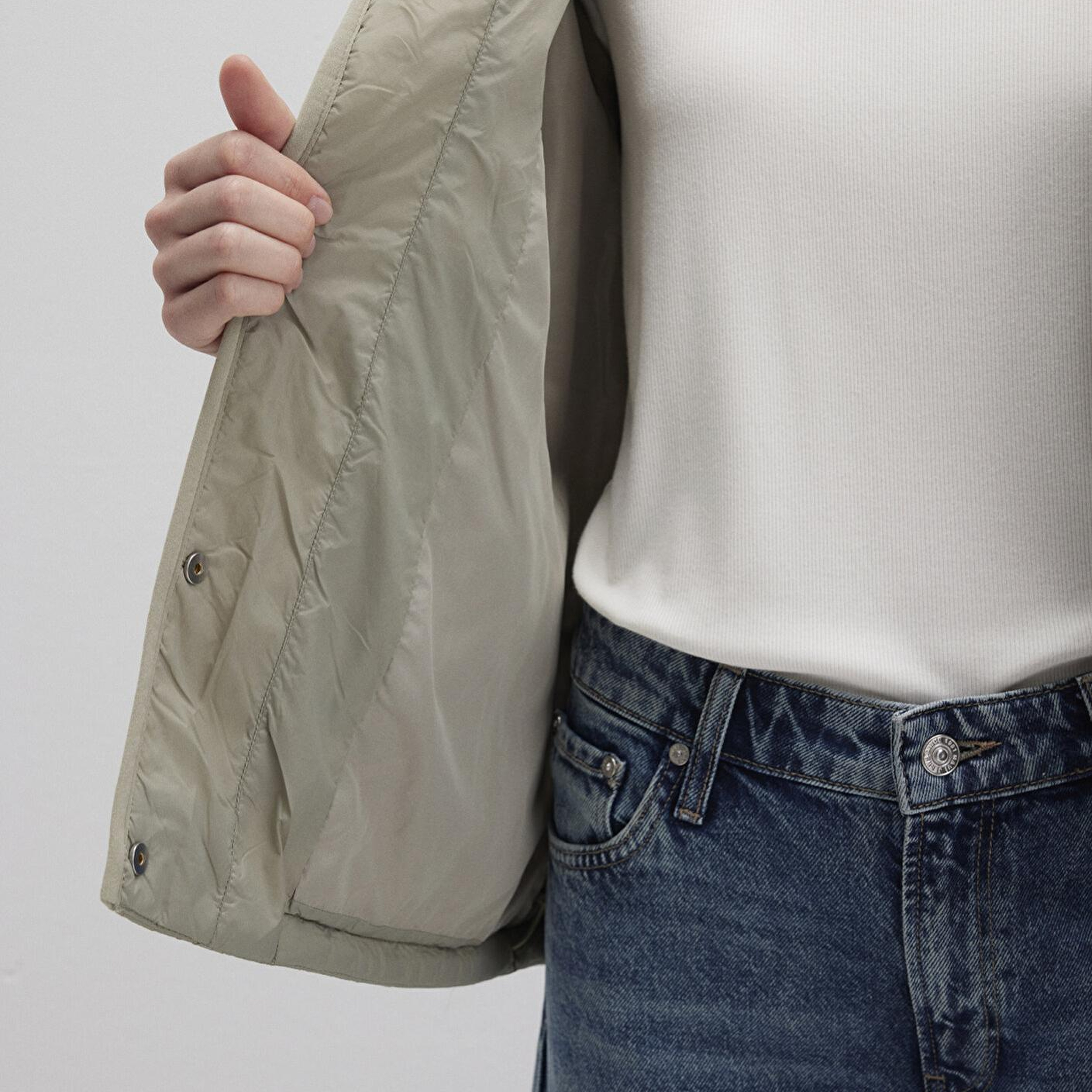 Mavi Kapüşonlu Kapitone Yeşil Ceket Loose Fit / Bol Rahat Kesim 1110460-70354