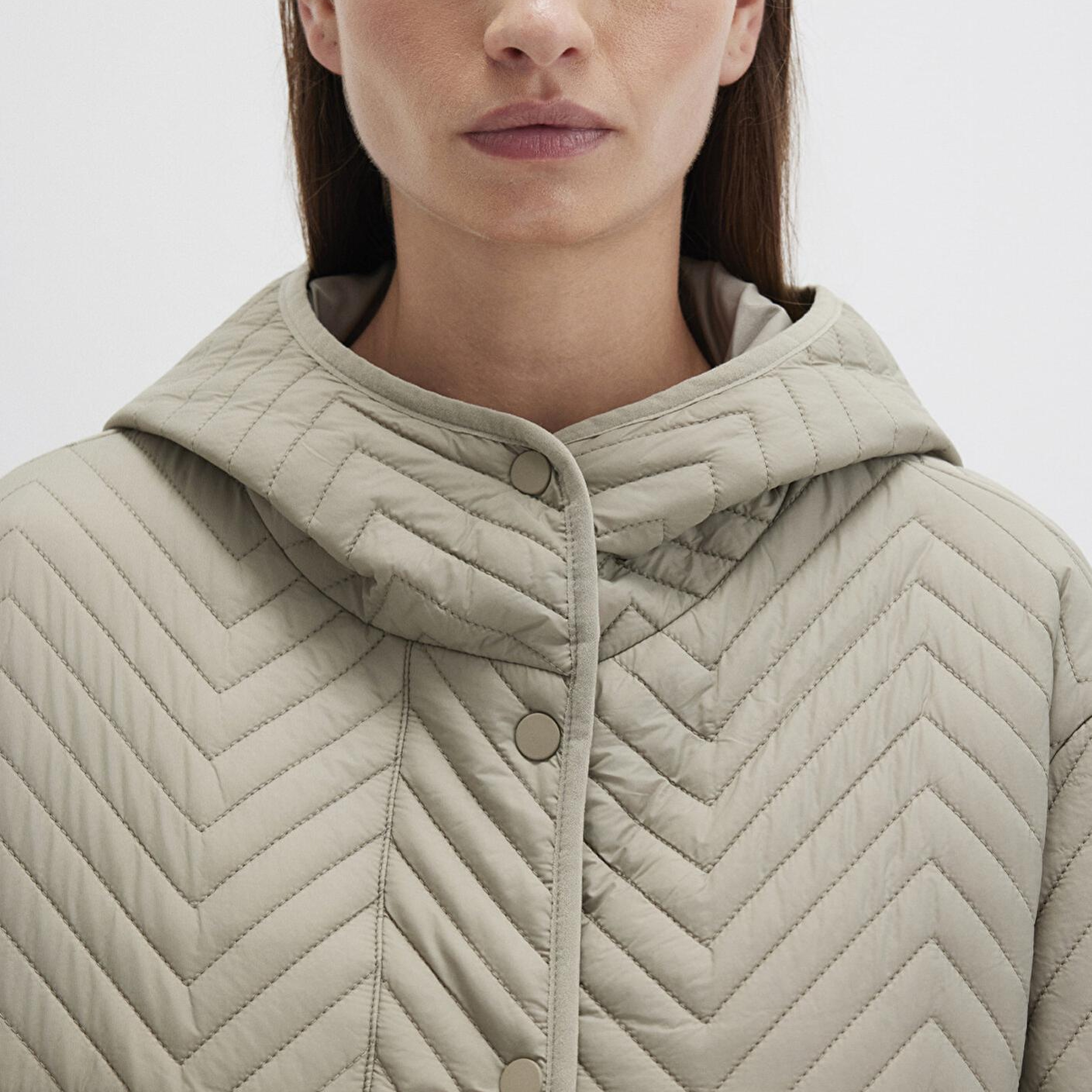 Mavi Kapüşonlu Kapitone Yeşil Ceket Loose Fit / Bol Rahat Kesim 1110460-70354