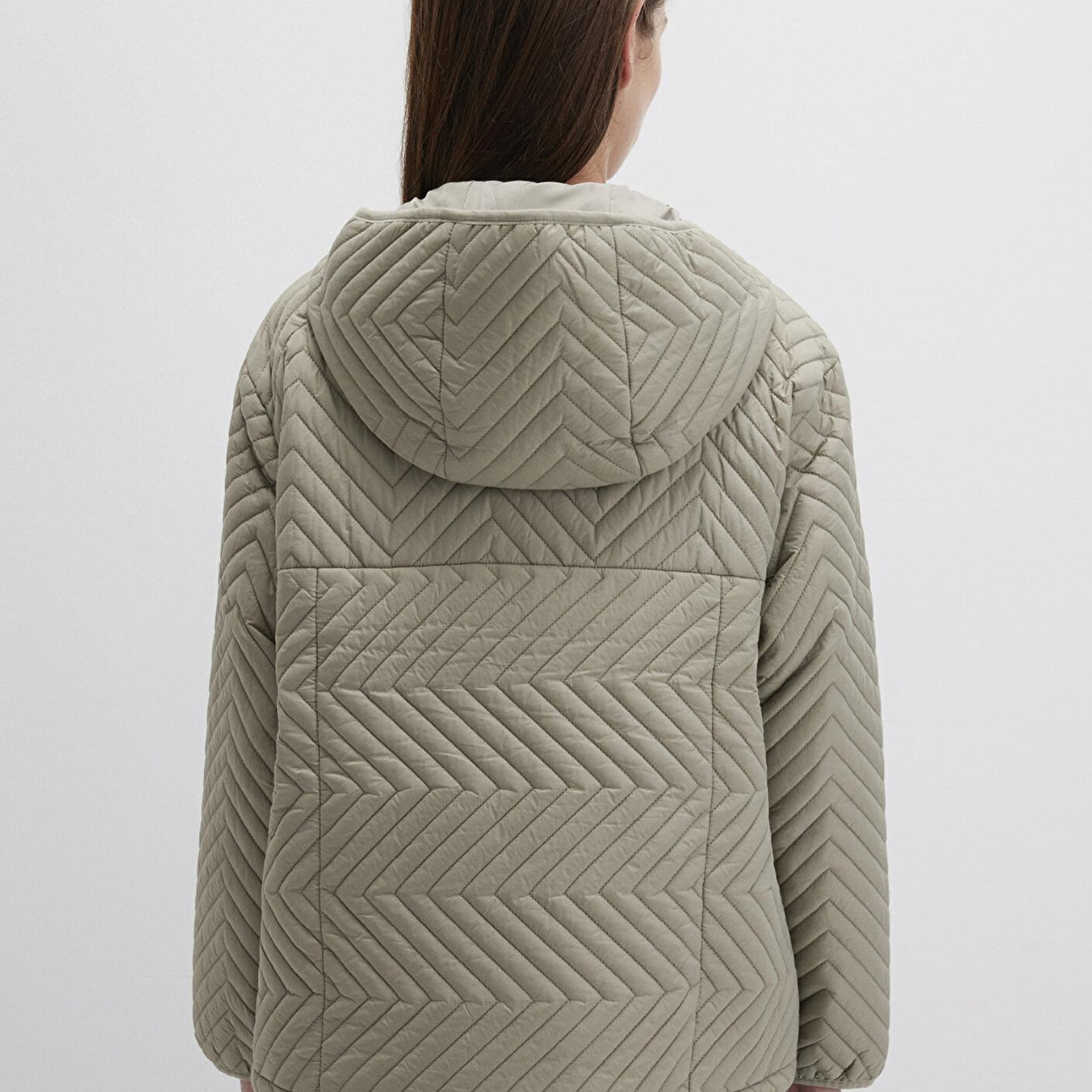 Mavi Kapüşonlu Kapitone Yeşil Ceket Loose Fit / Bol Rahat Kesim 1110460-70354