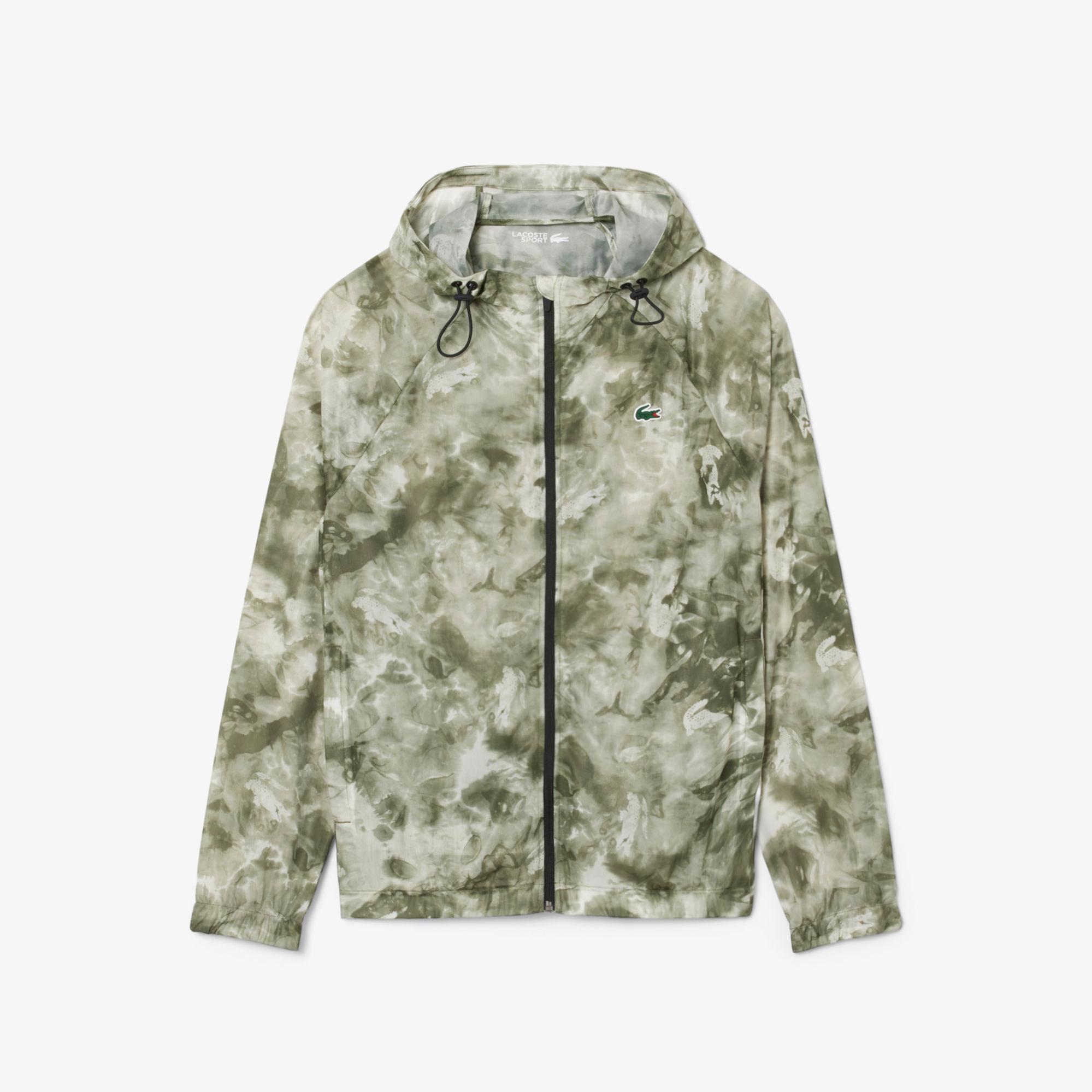 Lacoste Erkek Kapüşonlu Baskılı Yeşil Ceket