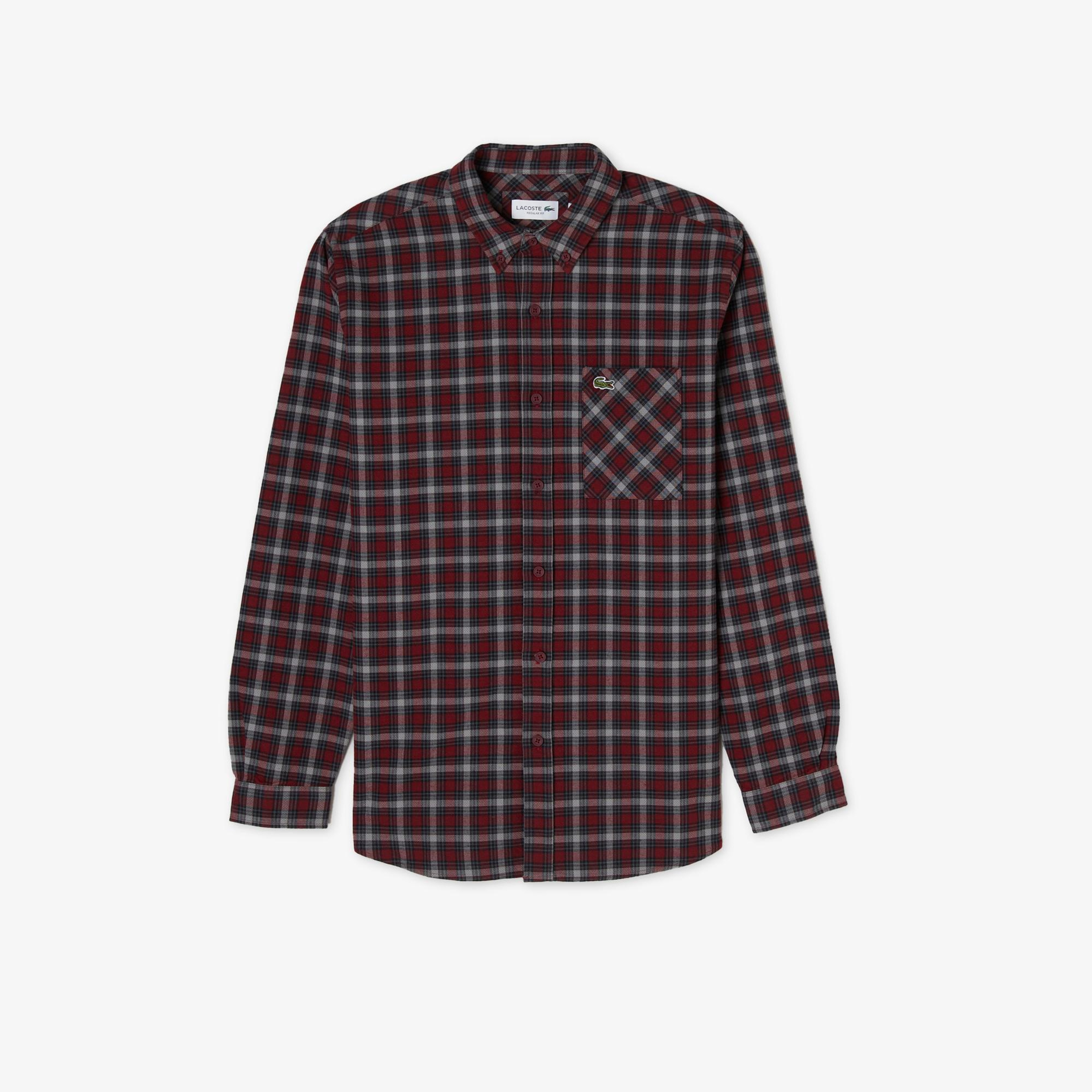 Lacoste Erkek Regular Fit Ekose Bordo Gömlek