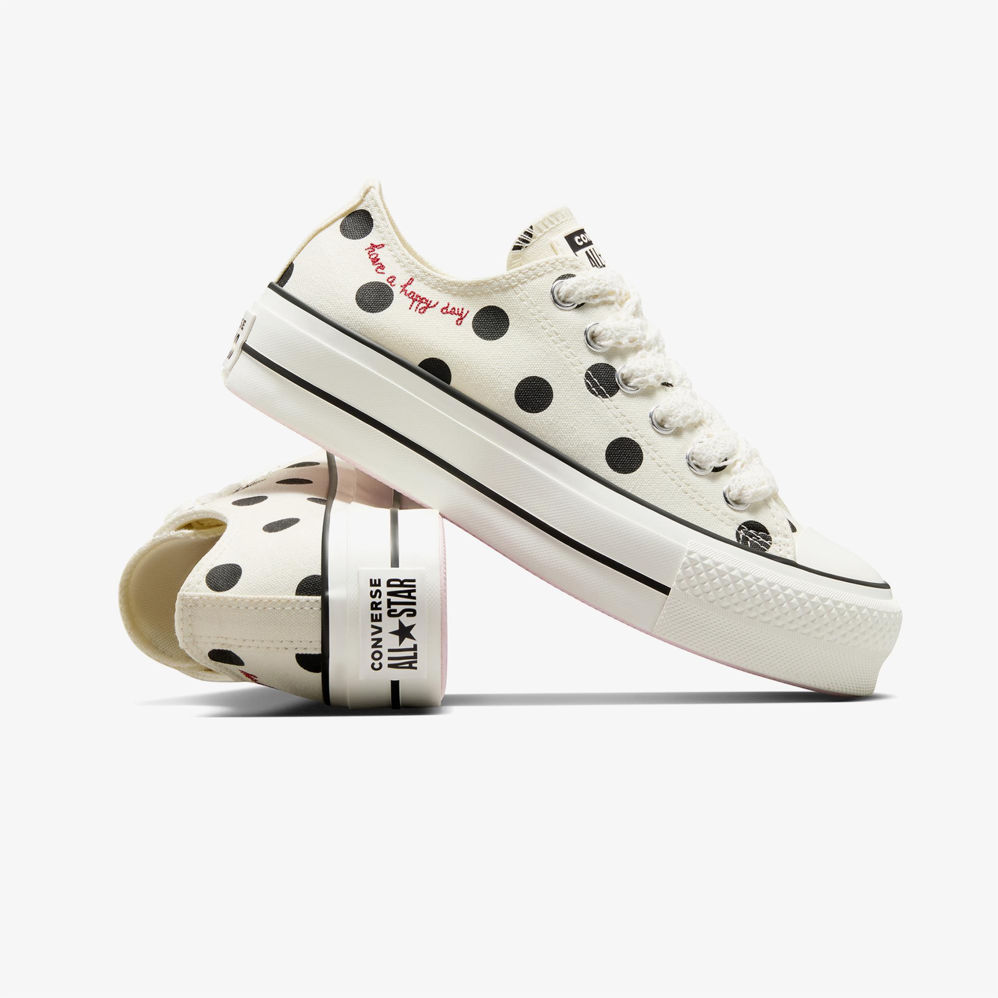 Converse Chuck Taylor All Star Lift Polka Dots Kadın Krem Platform Sneaker