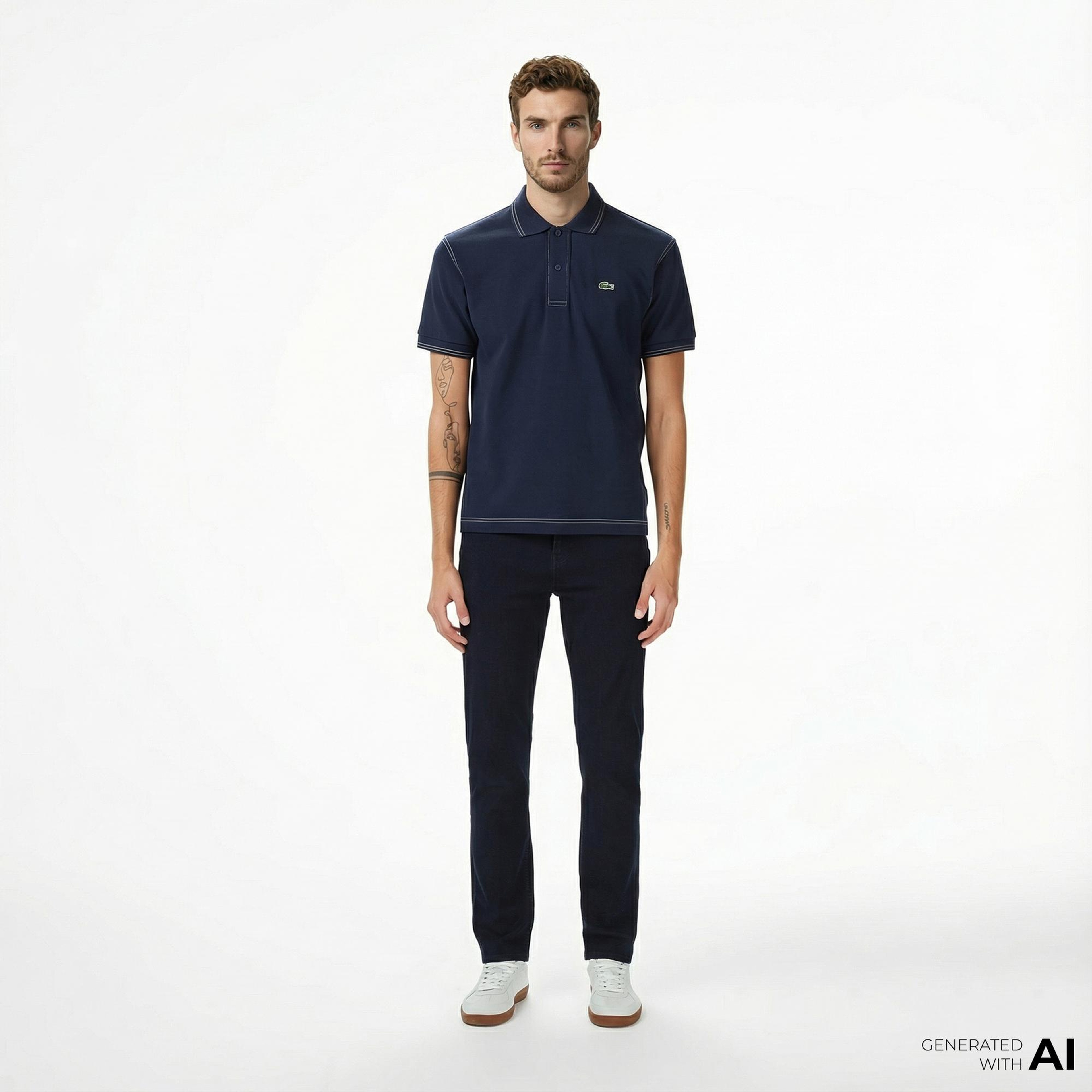 Lacoste Erkek Slim Fit Koyu Mavi Jean Pantolon