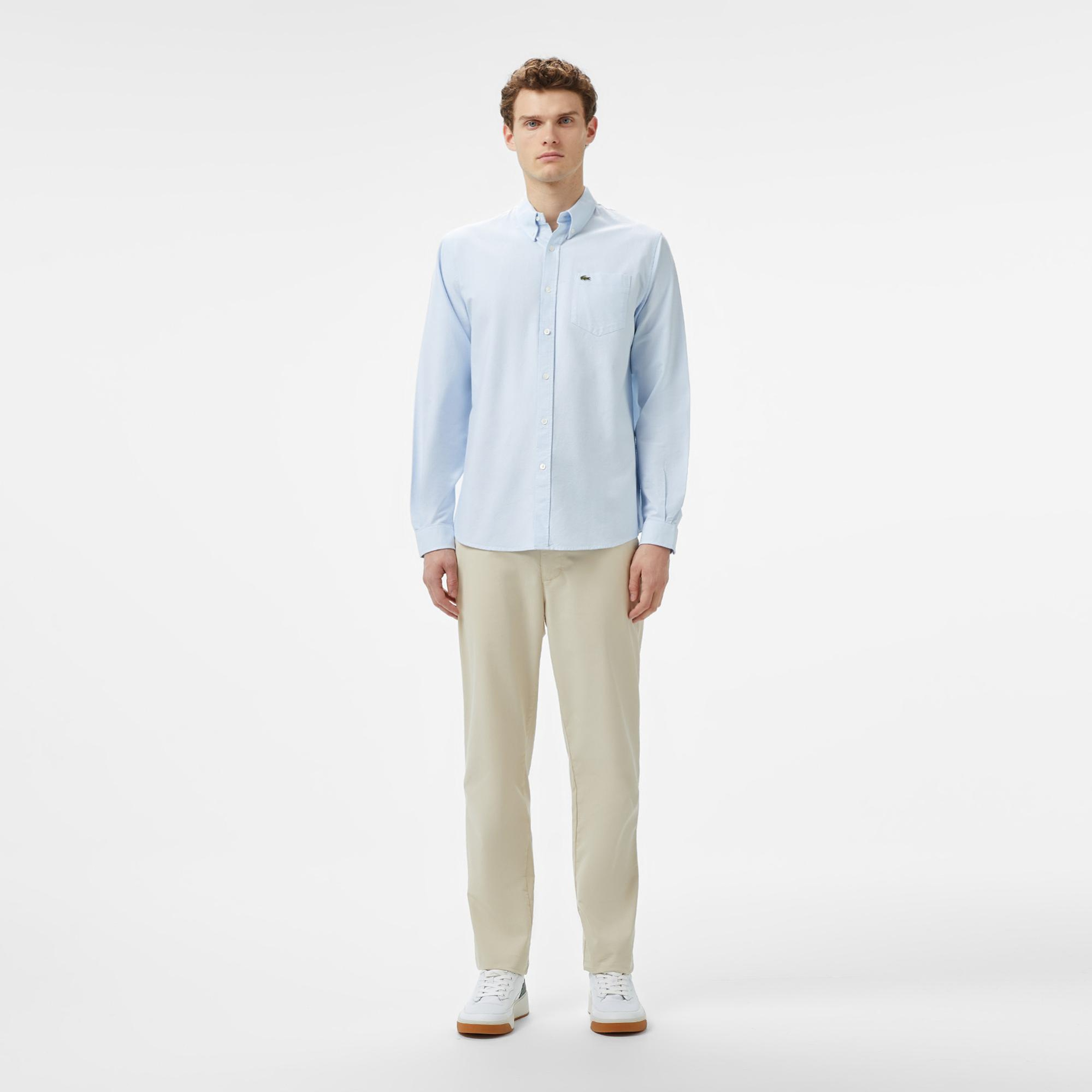 Lacoste Erkek Regular Fit Düğmeli Yaka Mavi Gömlek