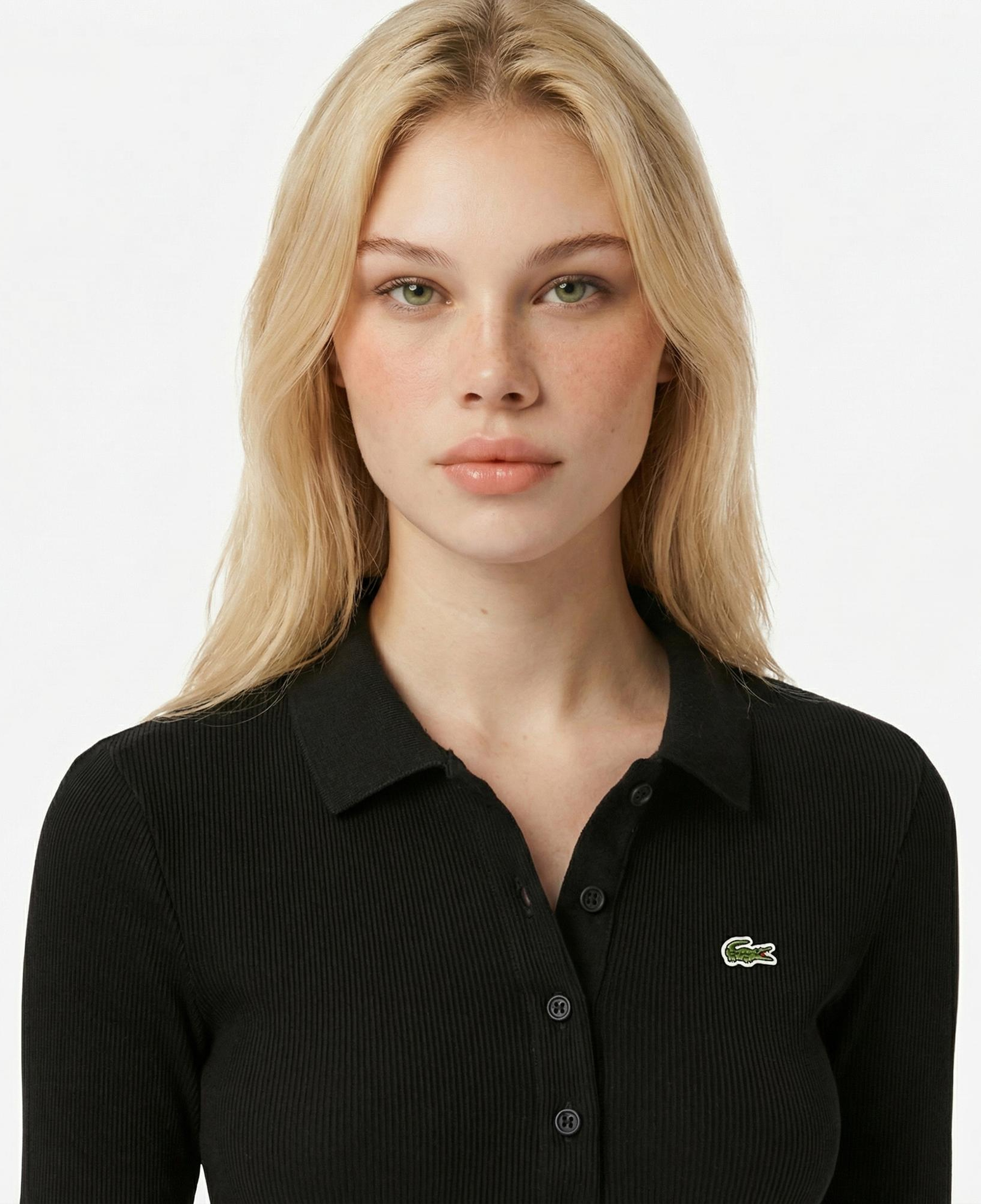 Lacoste L.12.D Kadın Slim Fit Uzun Kollu Siyah Polo