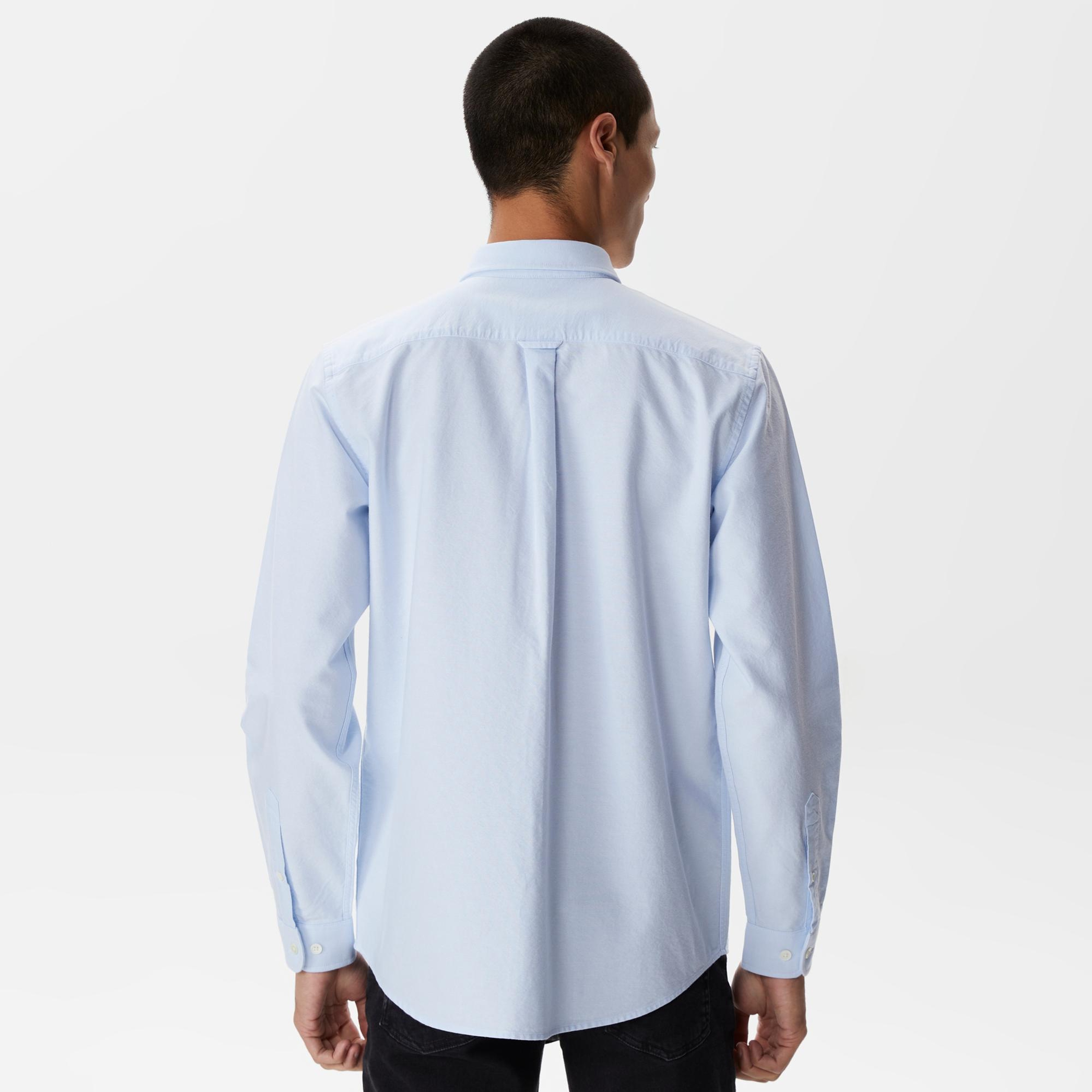 Lacoste Erkek Regular Fit Düğmeli Yaka Mavi Gömlek