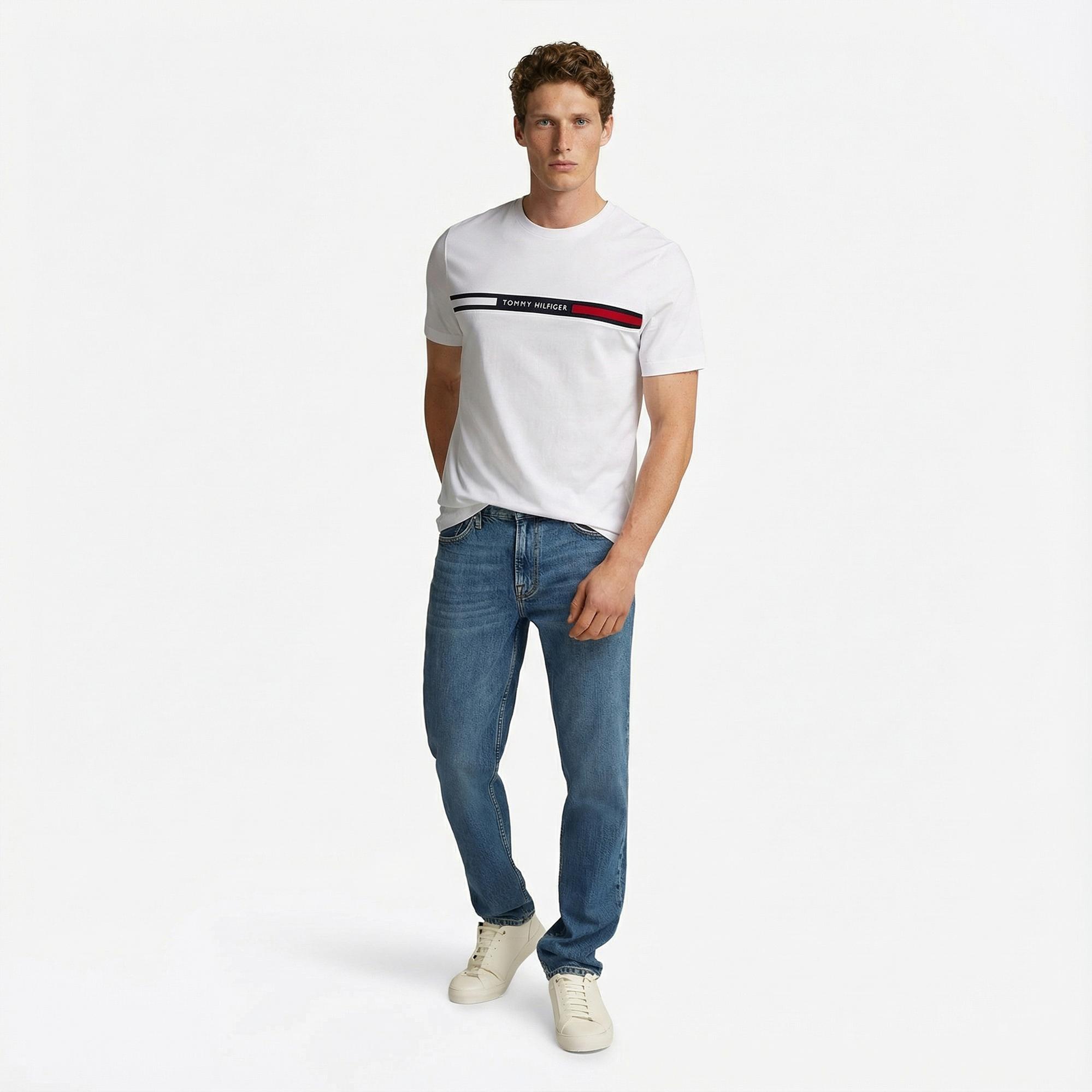 Tommy Hilfiger Chest Insert Erkek Beyaz T-Shirt