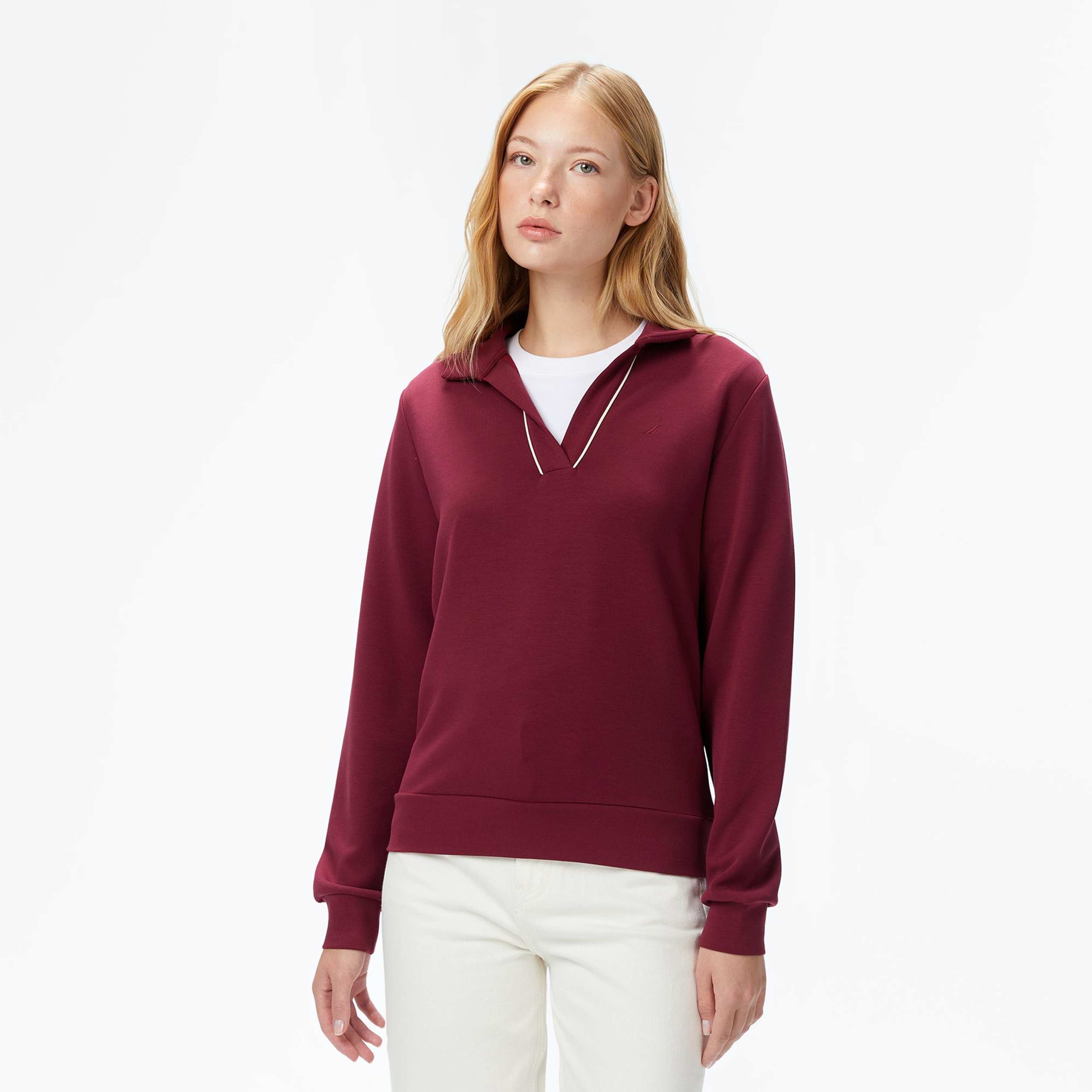 Nautica Kadın Bordo Regular Fit Sweatshirt