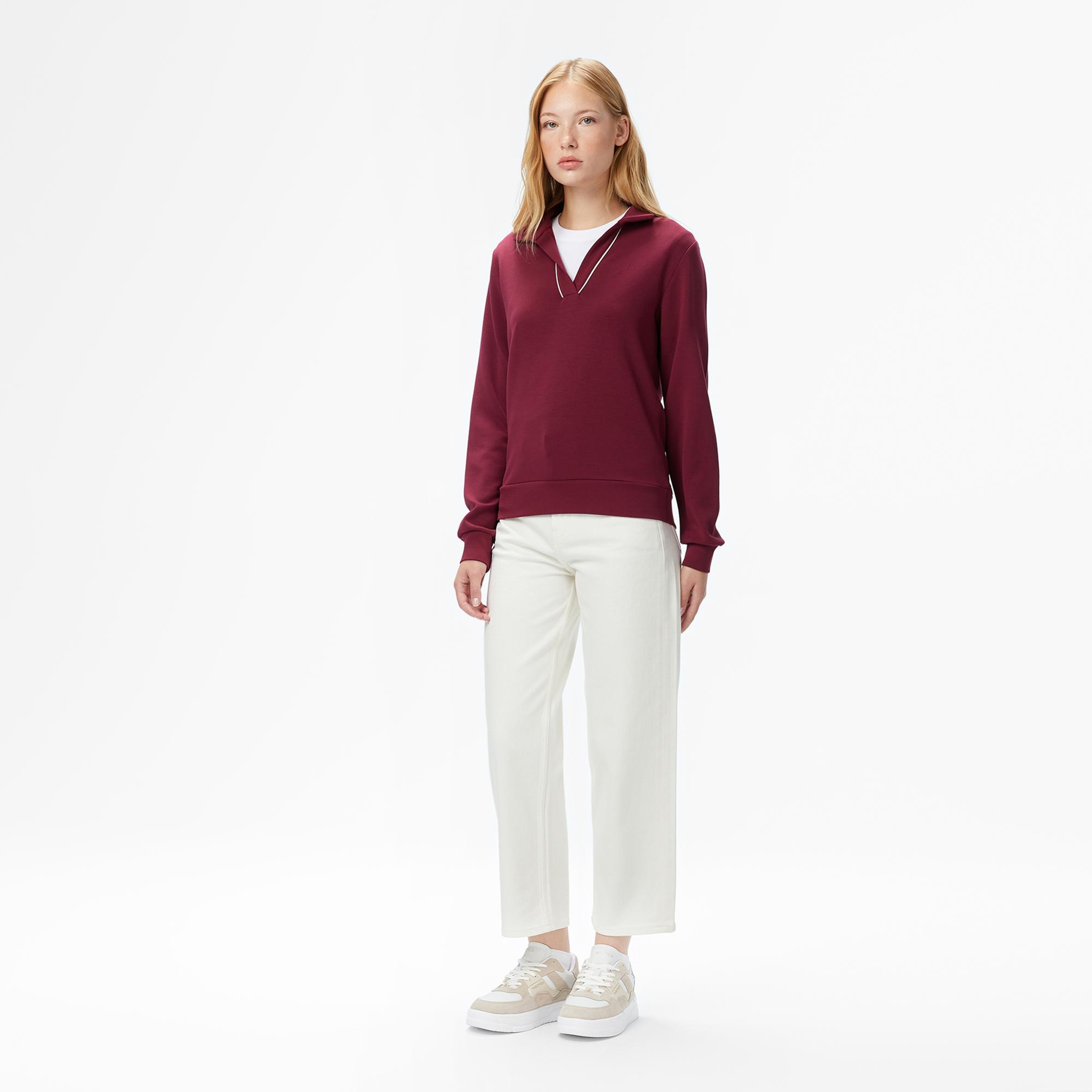 Nautica Kadın Bordo Regular Fit Sweatshirt