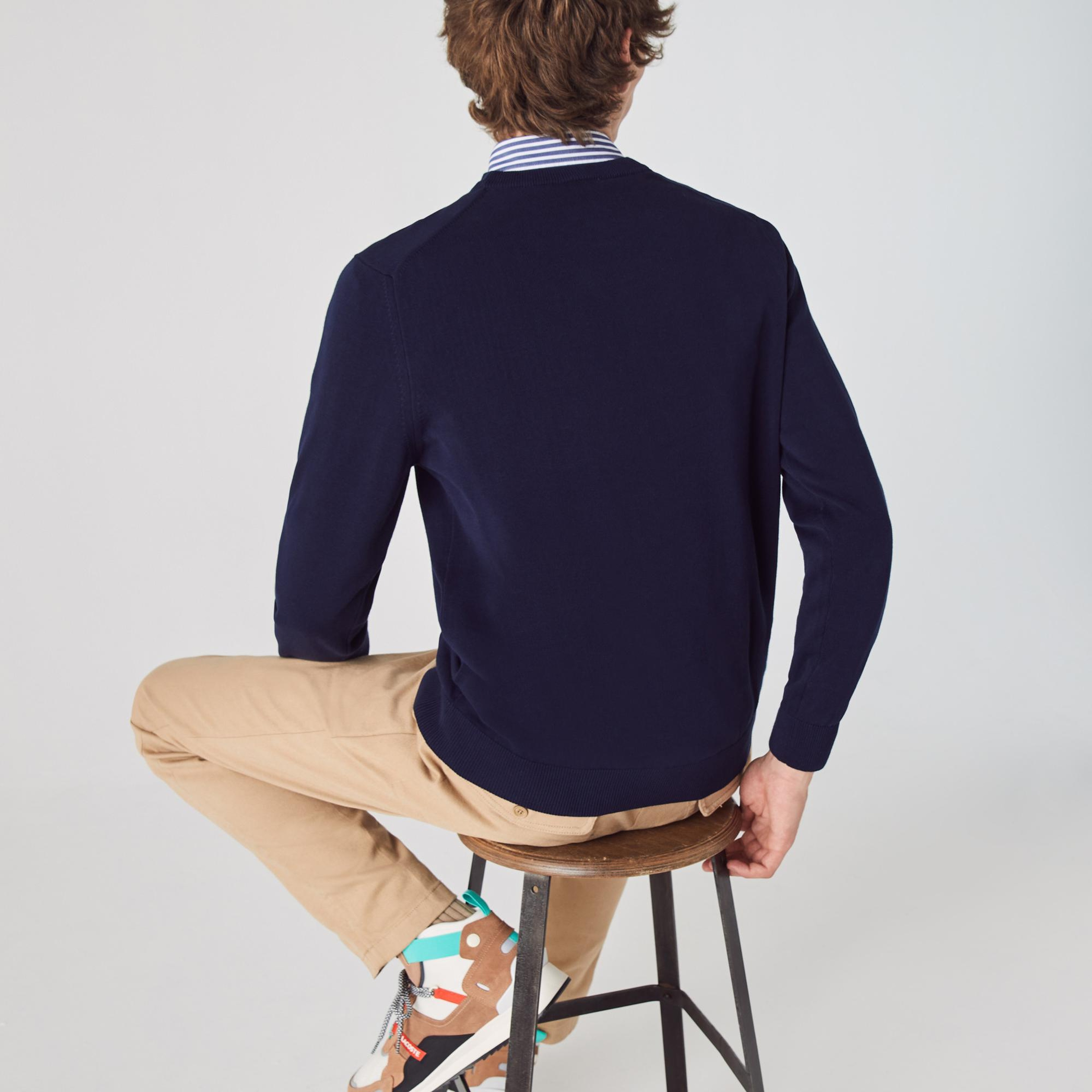 Lacoste Erkek Regular Fit Bisiklet Yaka Lacivert Kazak