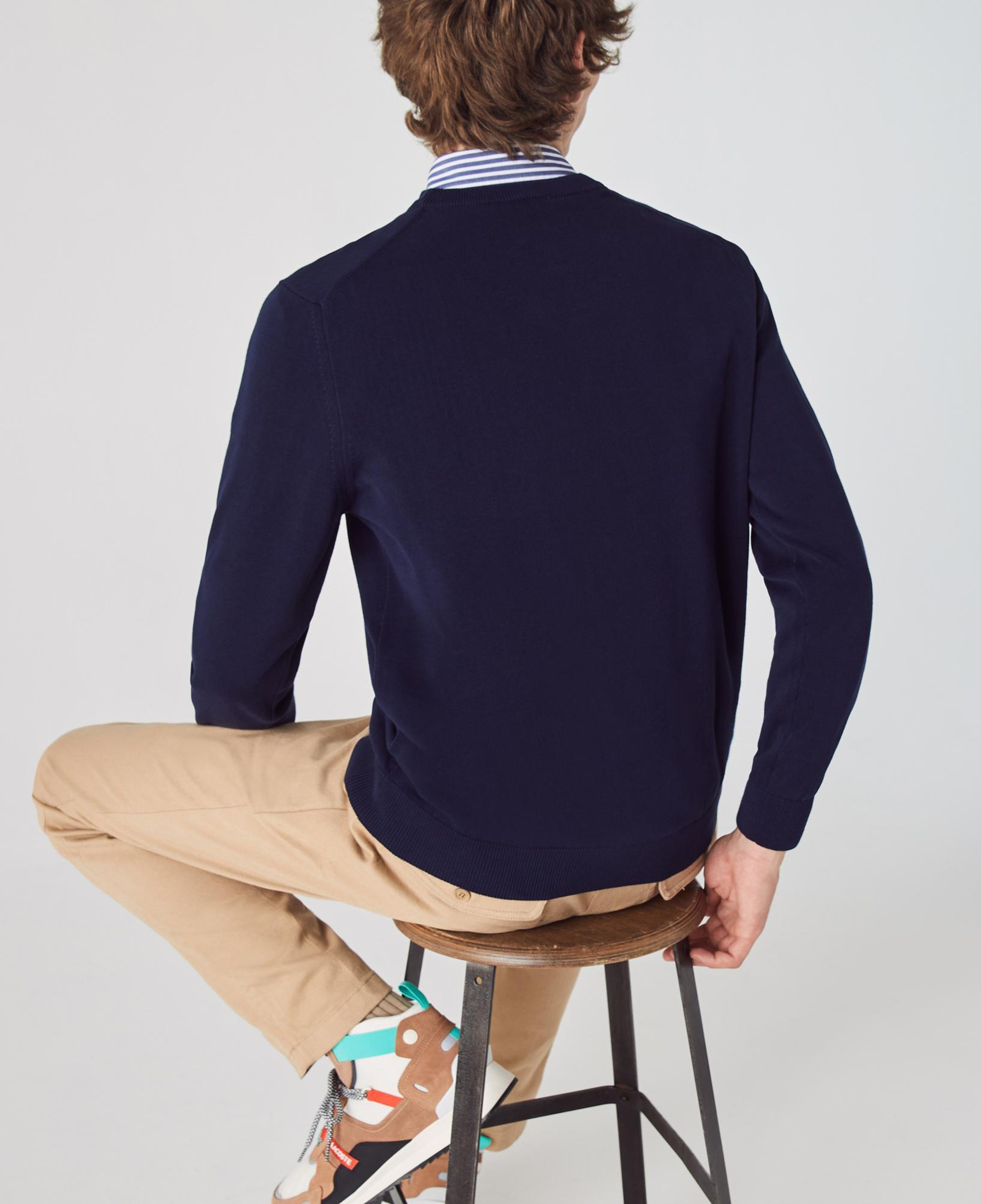 Lacoste Erkek Regular Fit Bisiklet Yaka Lacivert Kazak