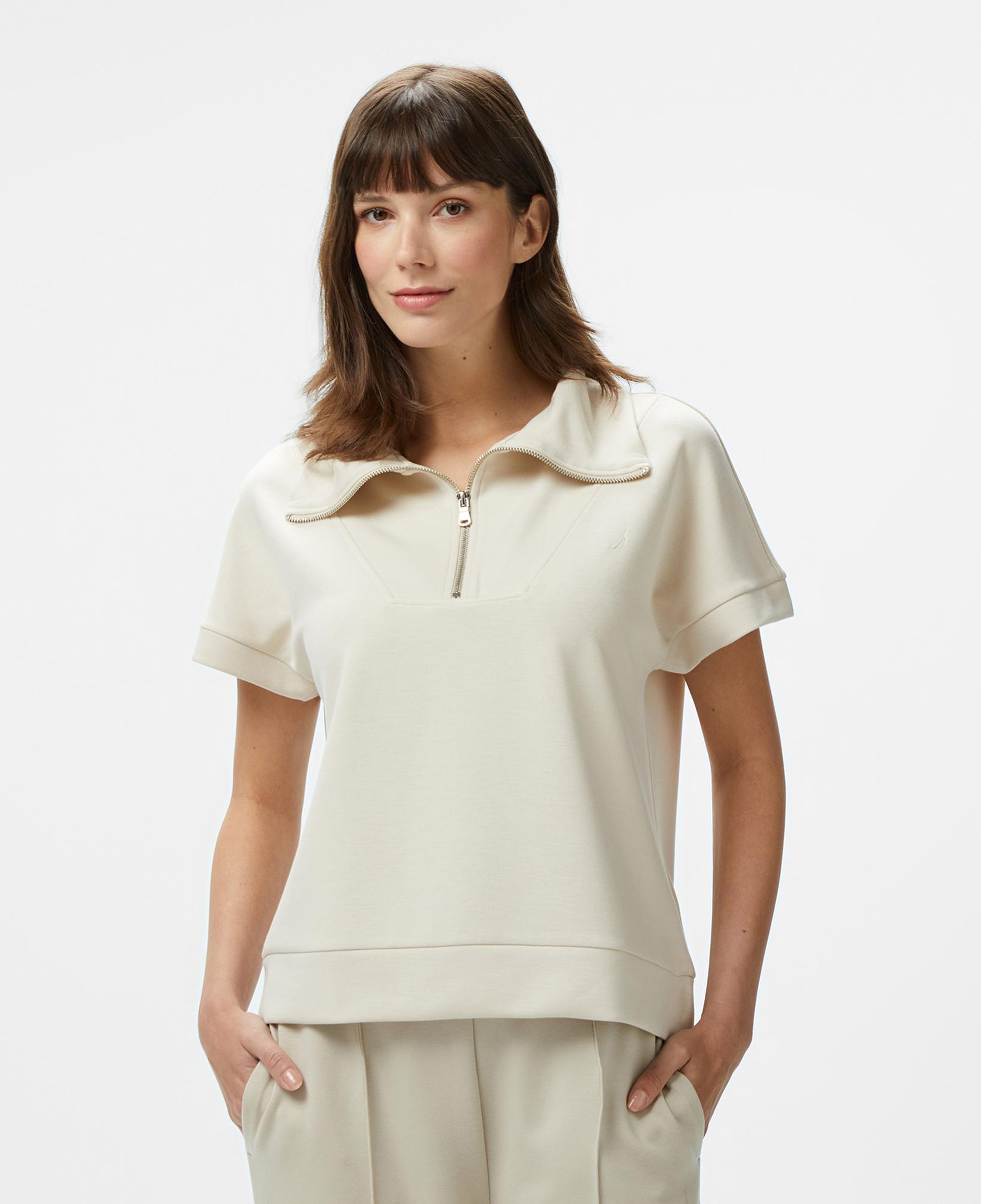 Nautica Kadın Krem Rengi Regular Fit Dik Yaka Sweatshirt