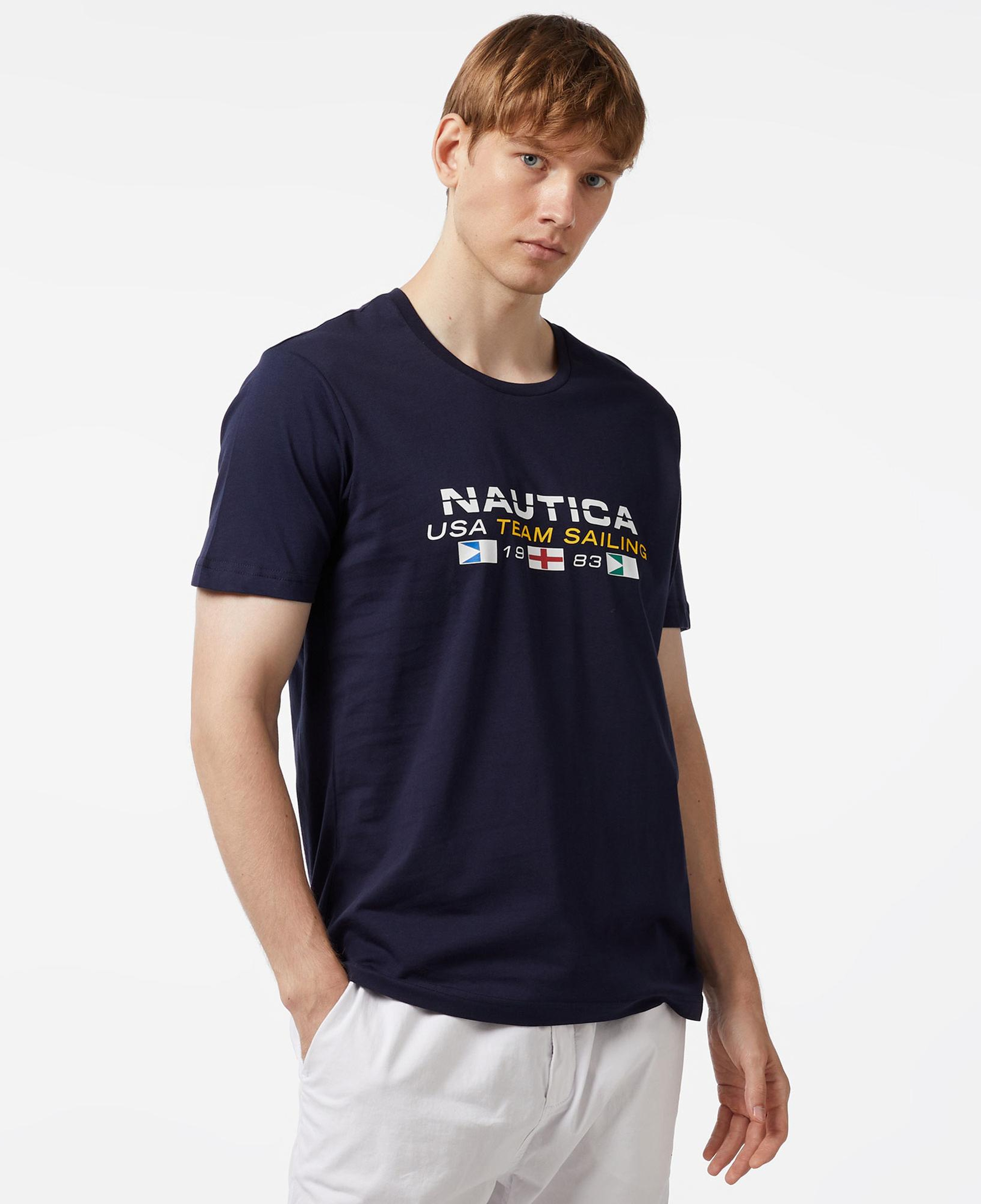 Nautica Erkek Lacivert Standart Fit Kısa Kollu Baskılı T-Shirt