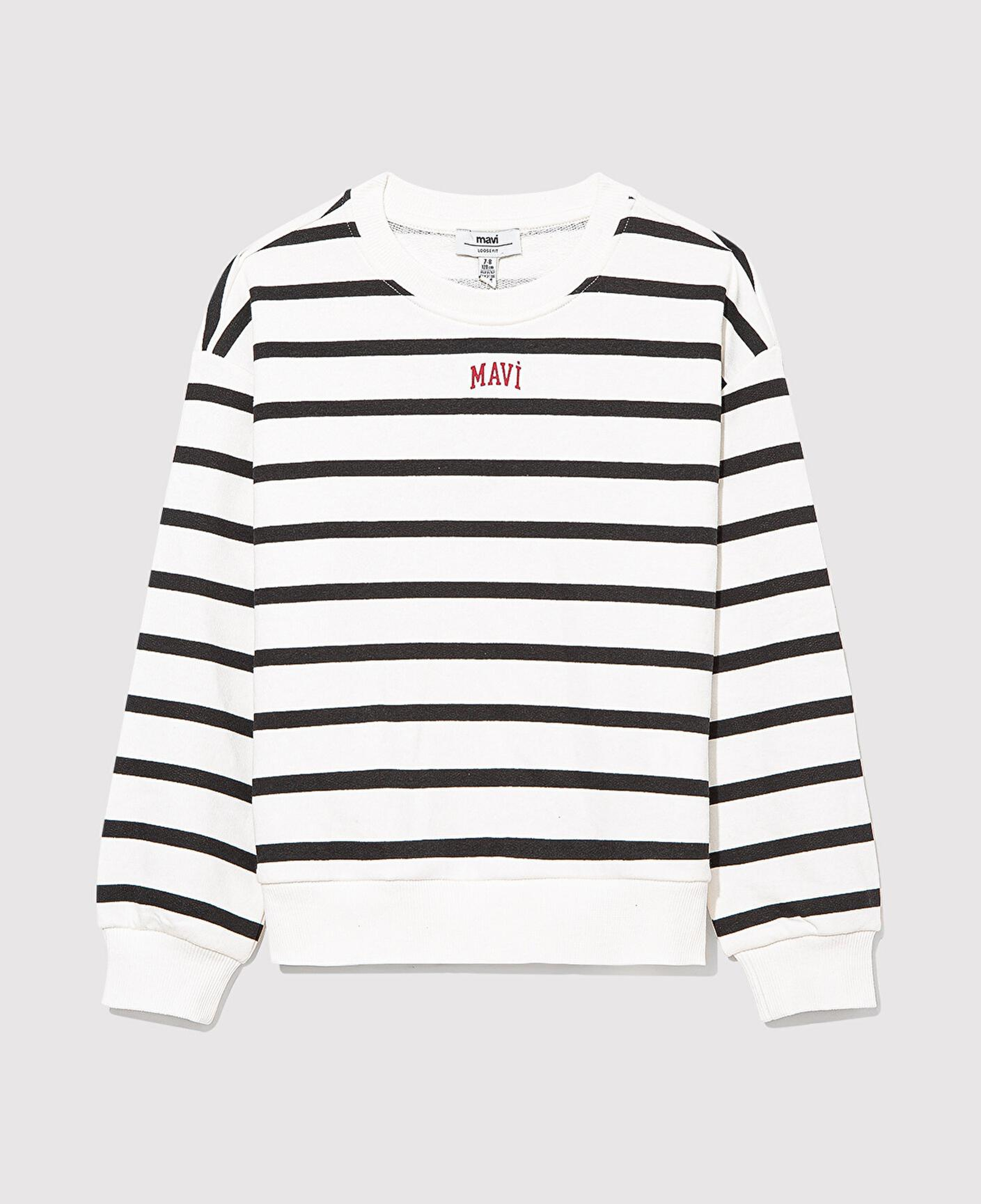 Mavi Mavi Logo Baskılı Siyah Çizgili Sweatshirt 7S10038-900