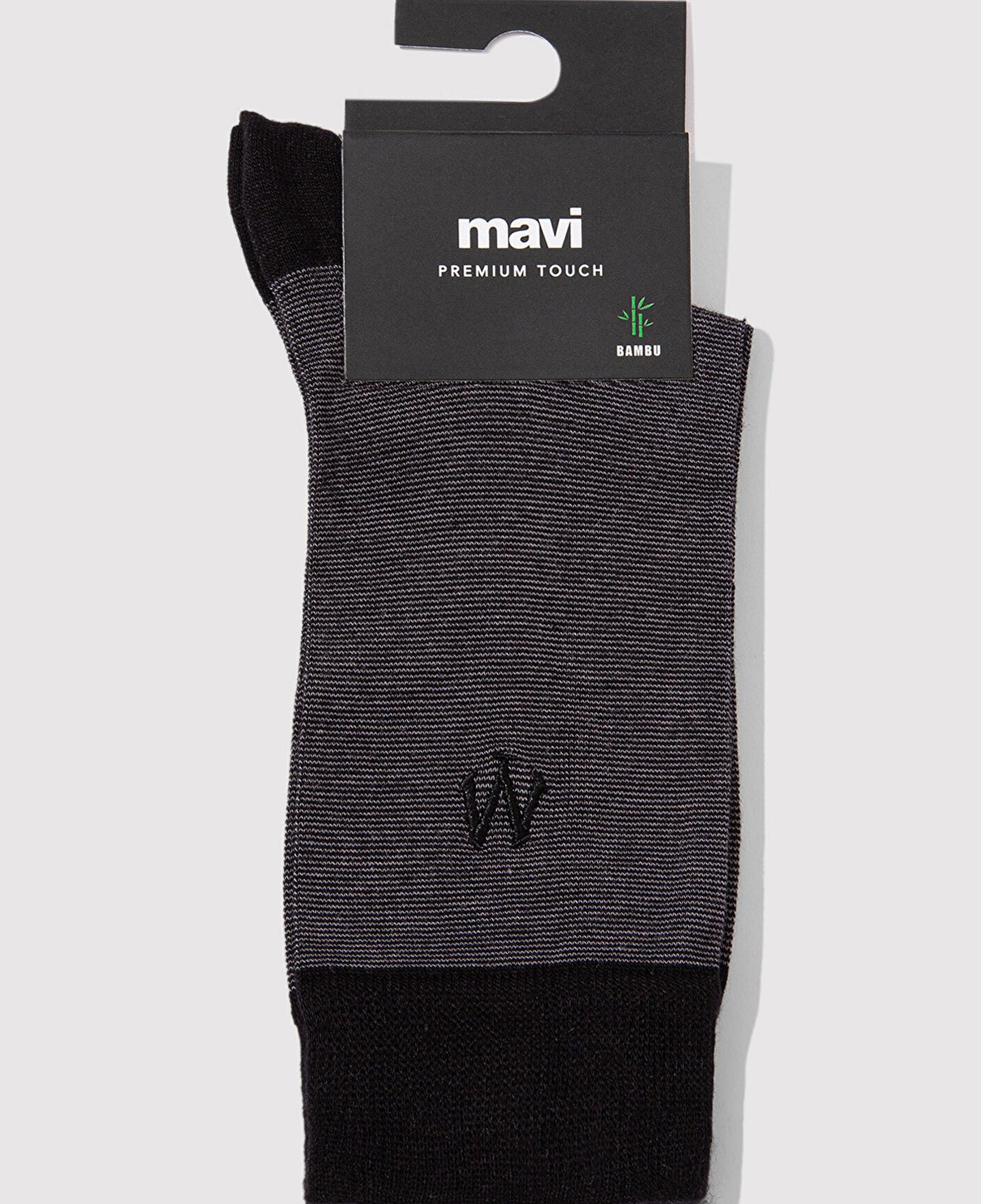 Mavi Mühür Logo Baskılı Siyah Soket Çorap 0911365-900