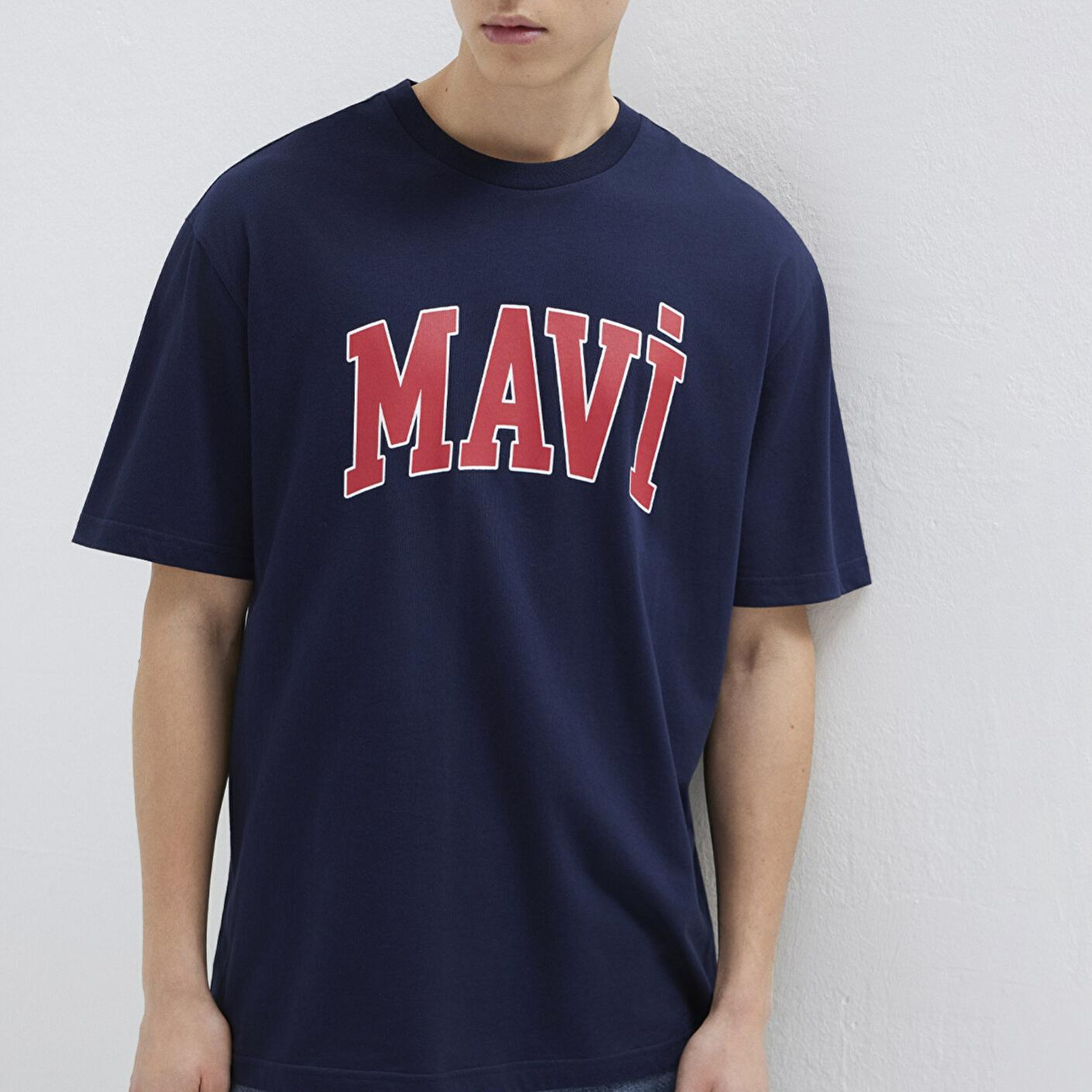 Mavi Mavi Logo Baskılı Lacivert Tişört Loose Fit / Bol Rahat Kesim 0611711-84371