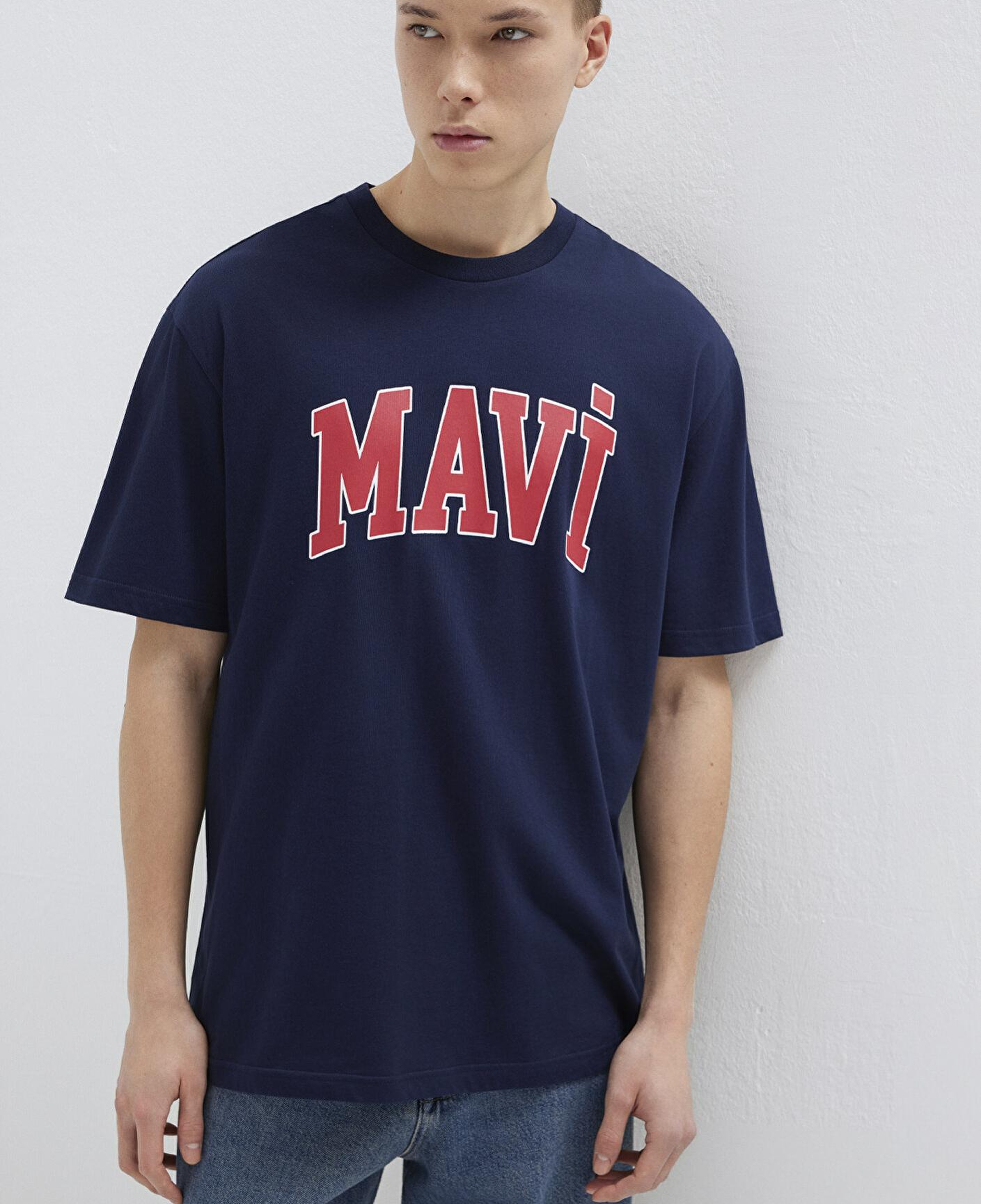 Mavi Mavi Logo Baskılı Lacivert Tişört Loose Fit / Bol Rahat Kesim 0611711-84371