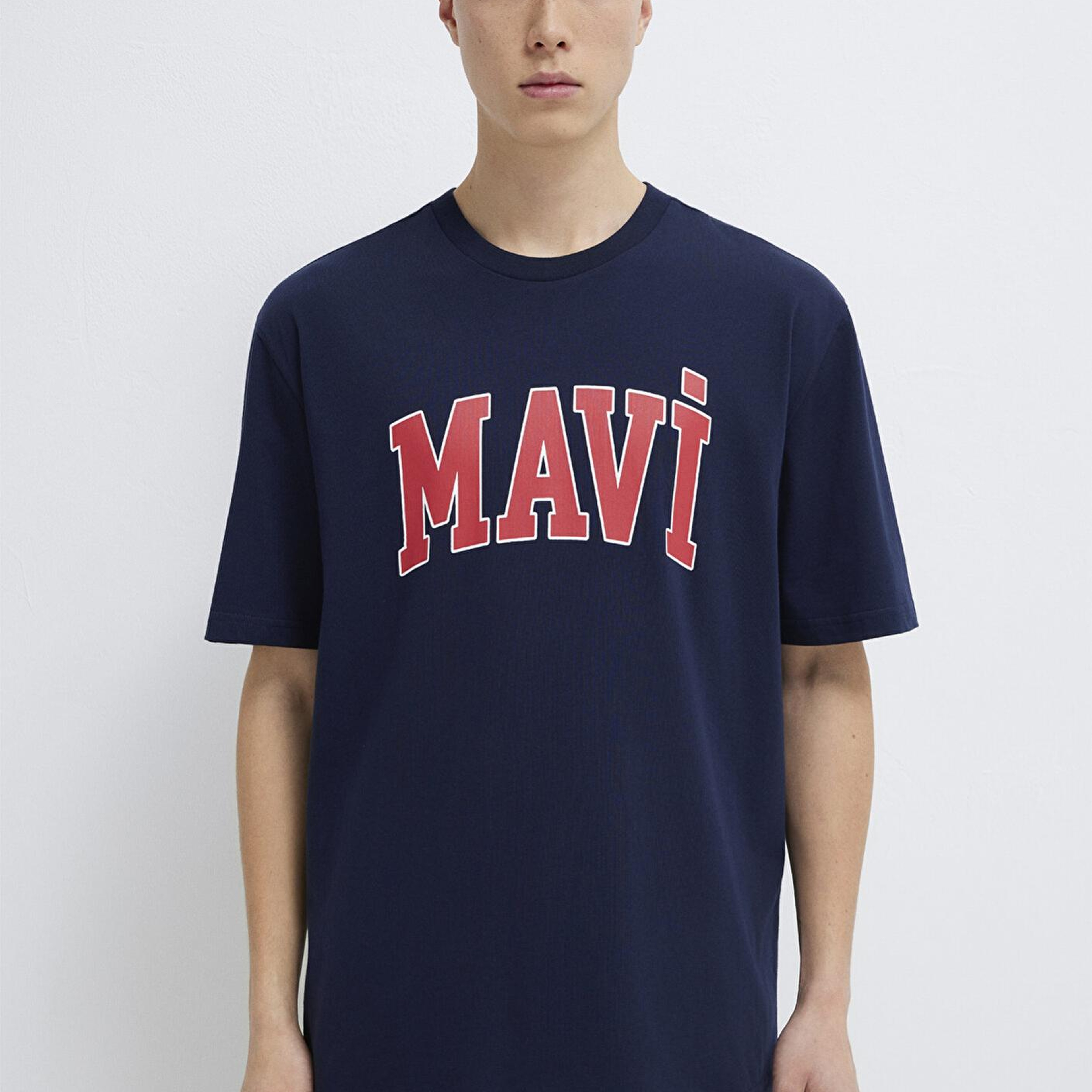 Mavi Mavi Logo Baskılı Lacivert Tişört Loose Fit / Bol Rahat Kesim 0611711-84371