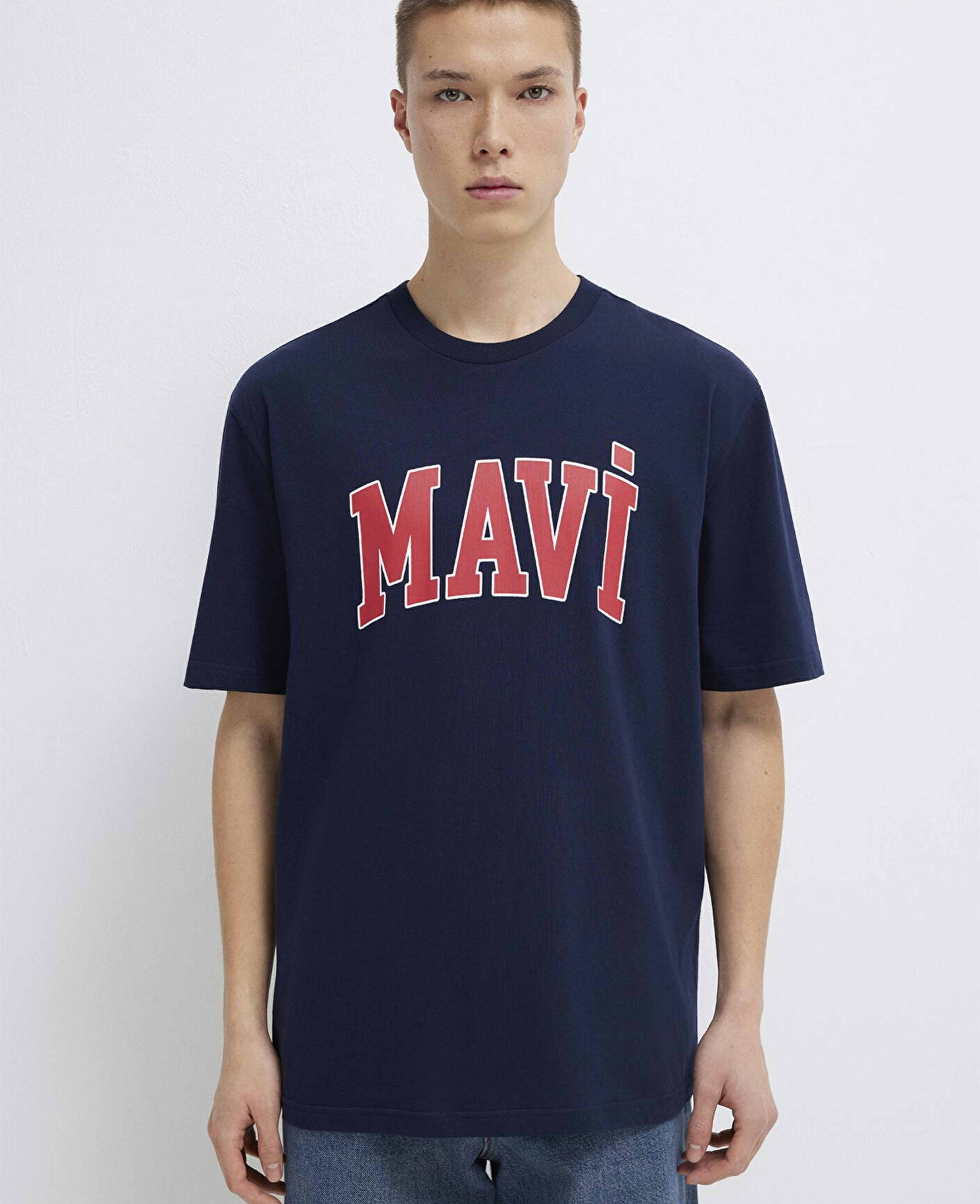 Mavi Mavi Logo Baskılı Lacivert Tişört Loose Fit / Bol Rahat Kesim 0611711-84371