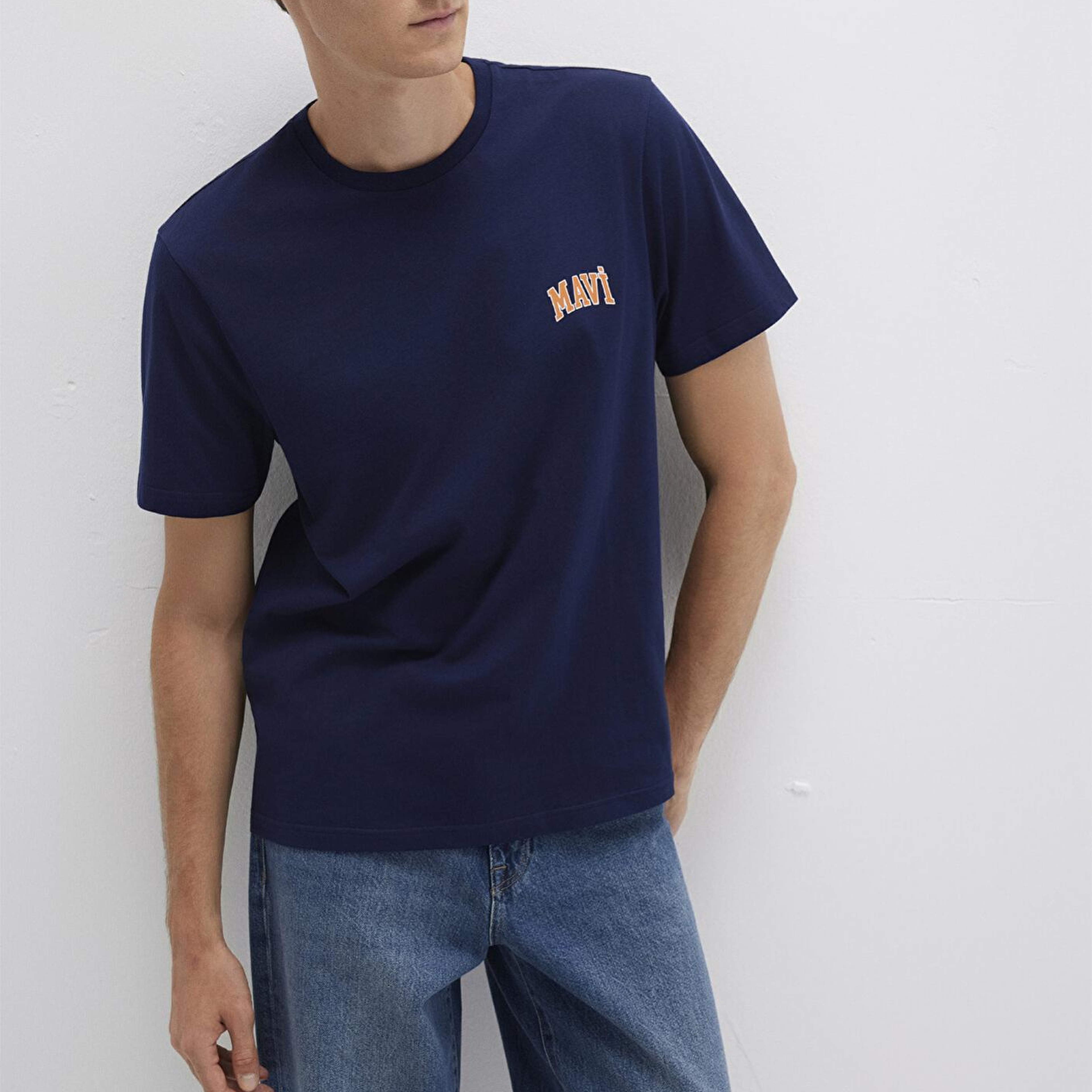 Mavi Mavi Logo Baskılı Lacivert Tişört Regular Fit / Normal Kesim 0611714-84371