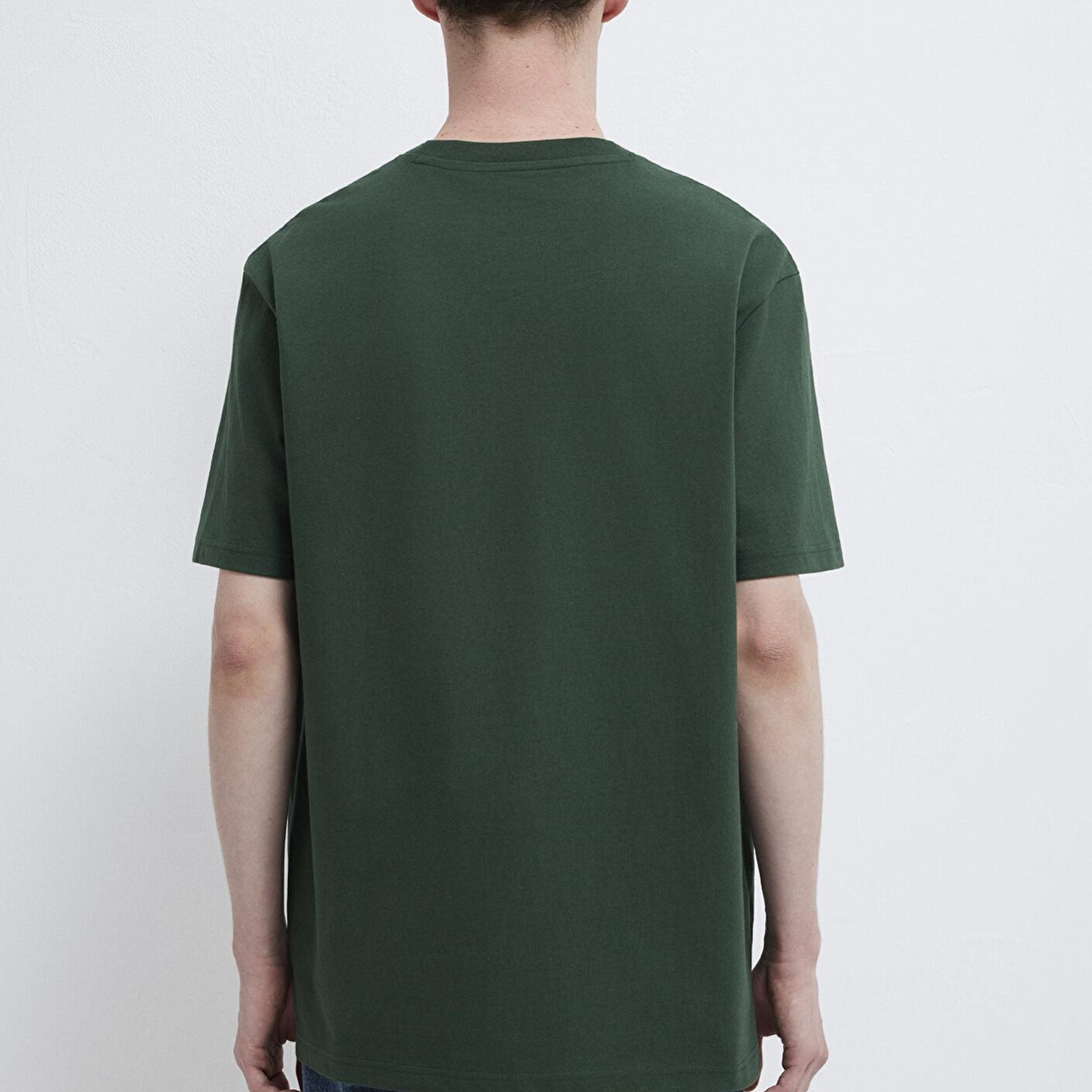 Mavi Cep Detaylı Yeşil Basic Tişört Loose Fit / Bol Rahat Kesim 066248-81570