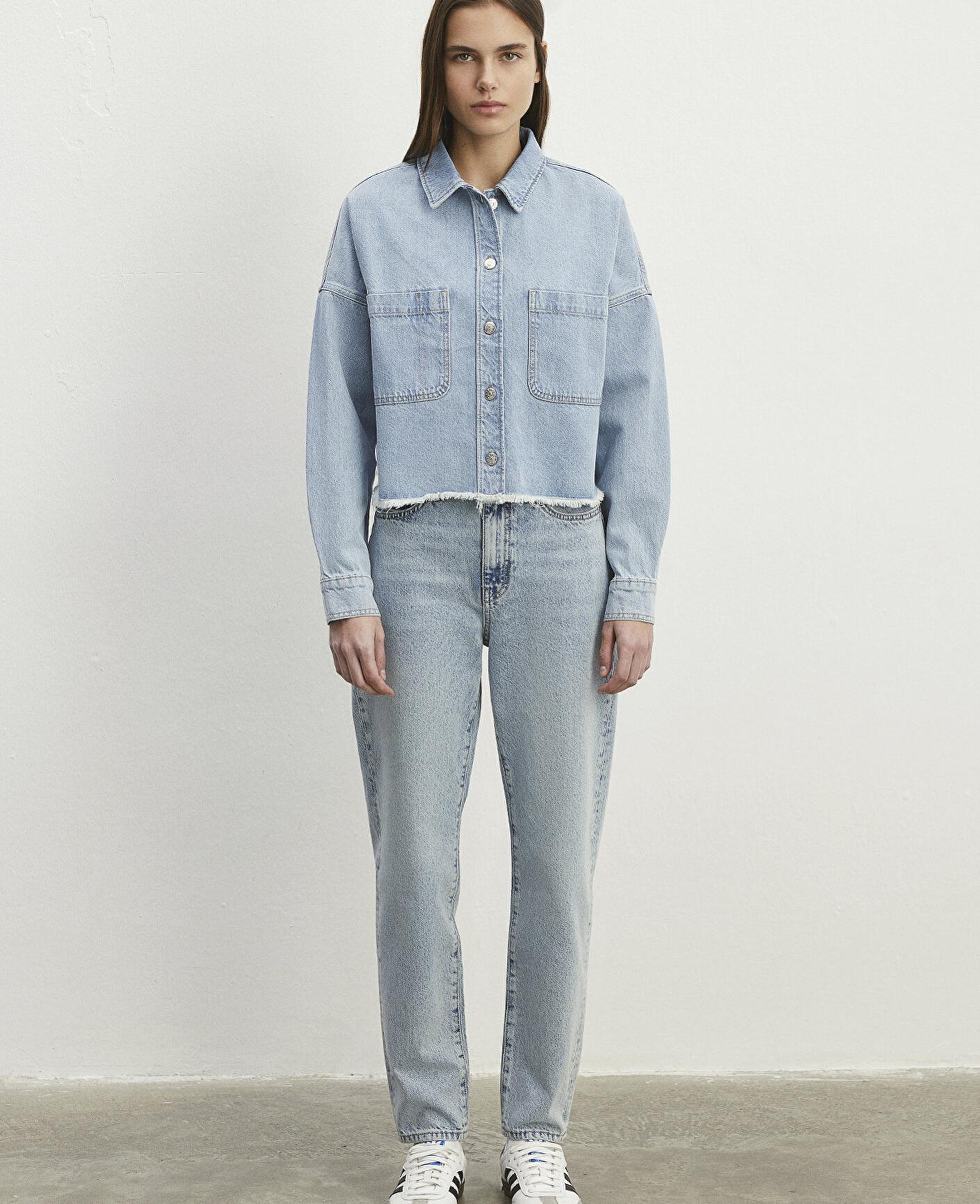 Mavi Vivi 90lar Açık Mavi Jean Gömlek Crop / Kısa Kesim 1210244-86442