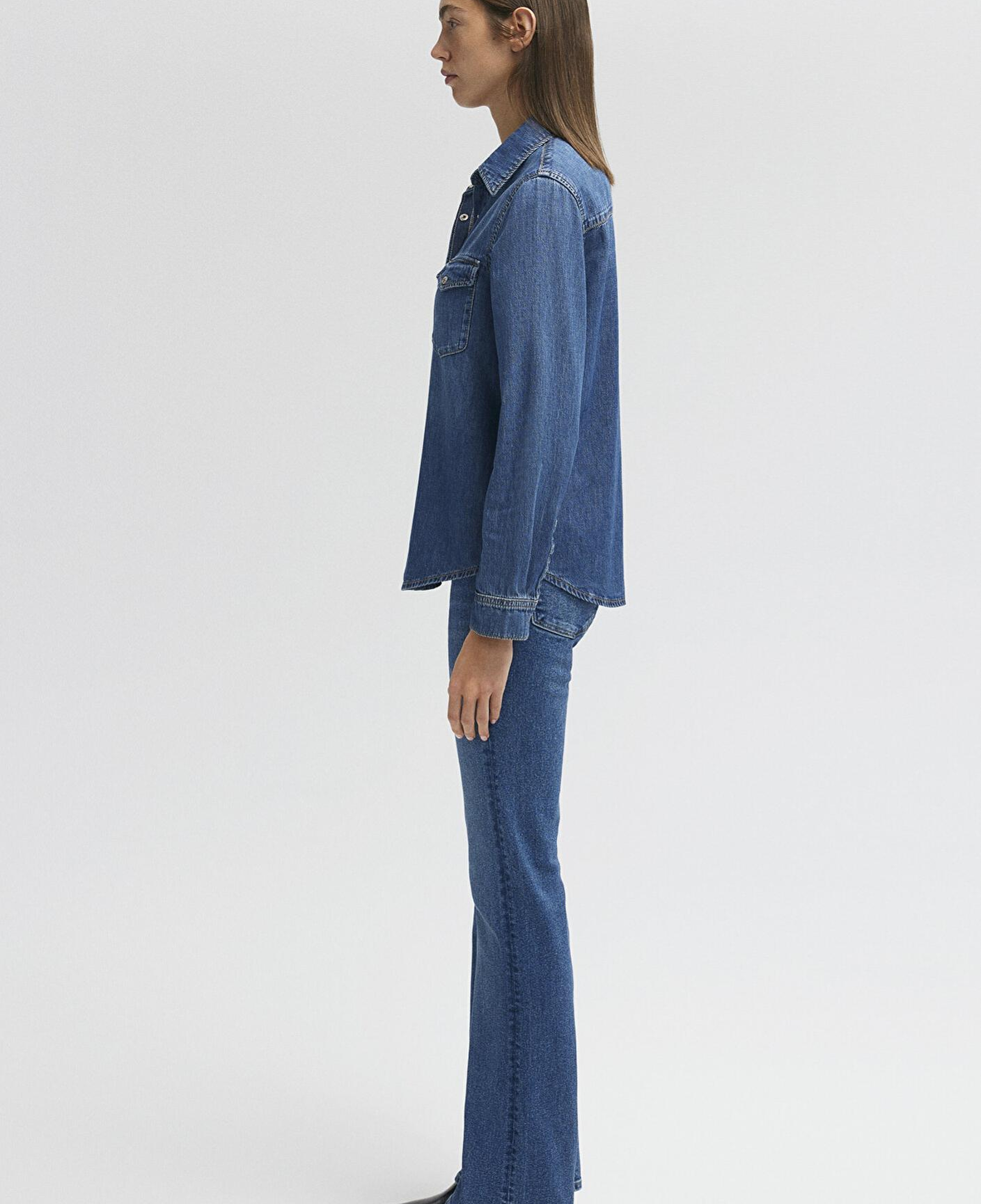 Mavi Merida Real Blue Koyu Mavi Jean Gömlek Fitted / Vücuda Oturan Kesim 1210662-86490