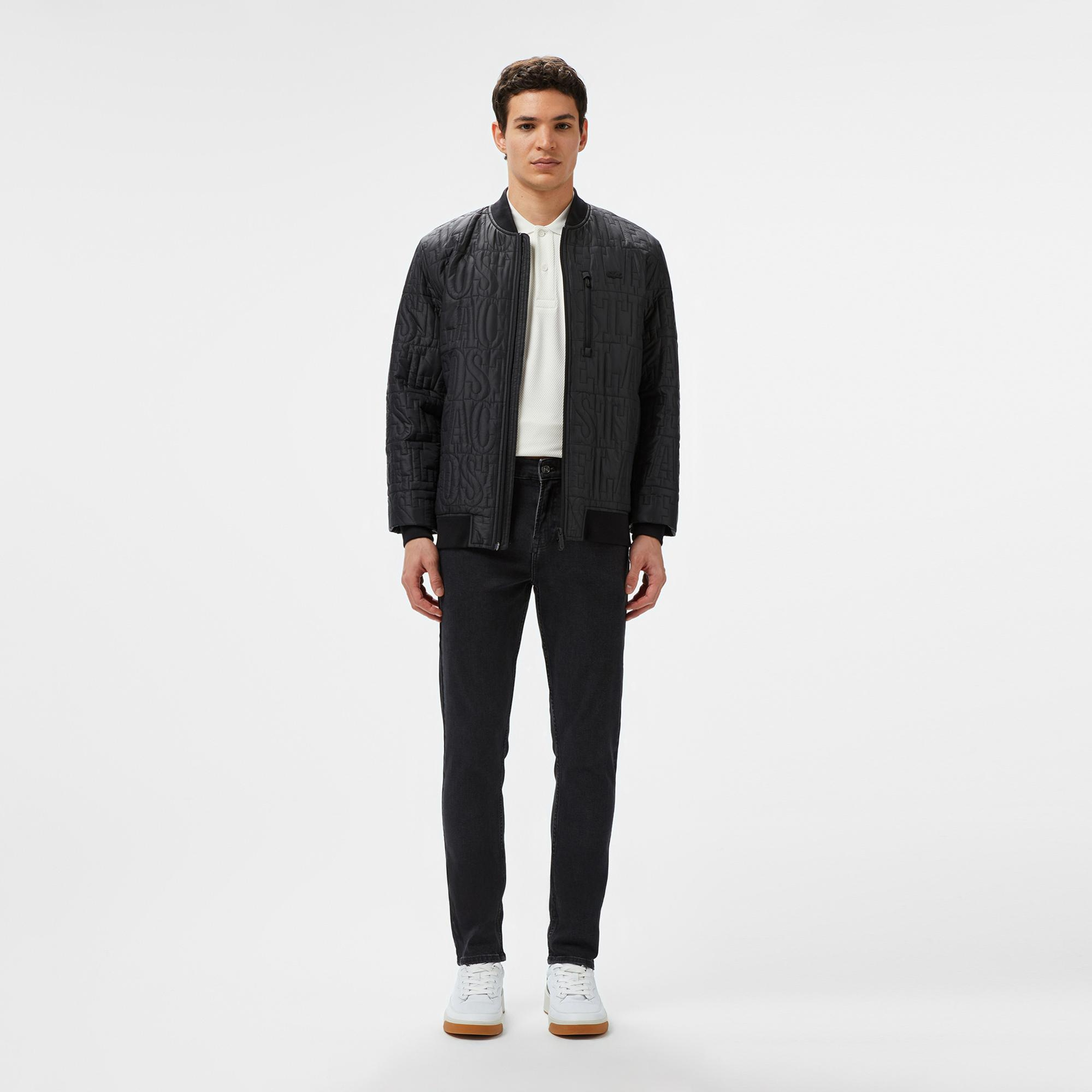 Lacoste Erkek Regular Fit Dik Yaka Kapitone Siyah Mont