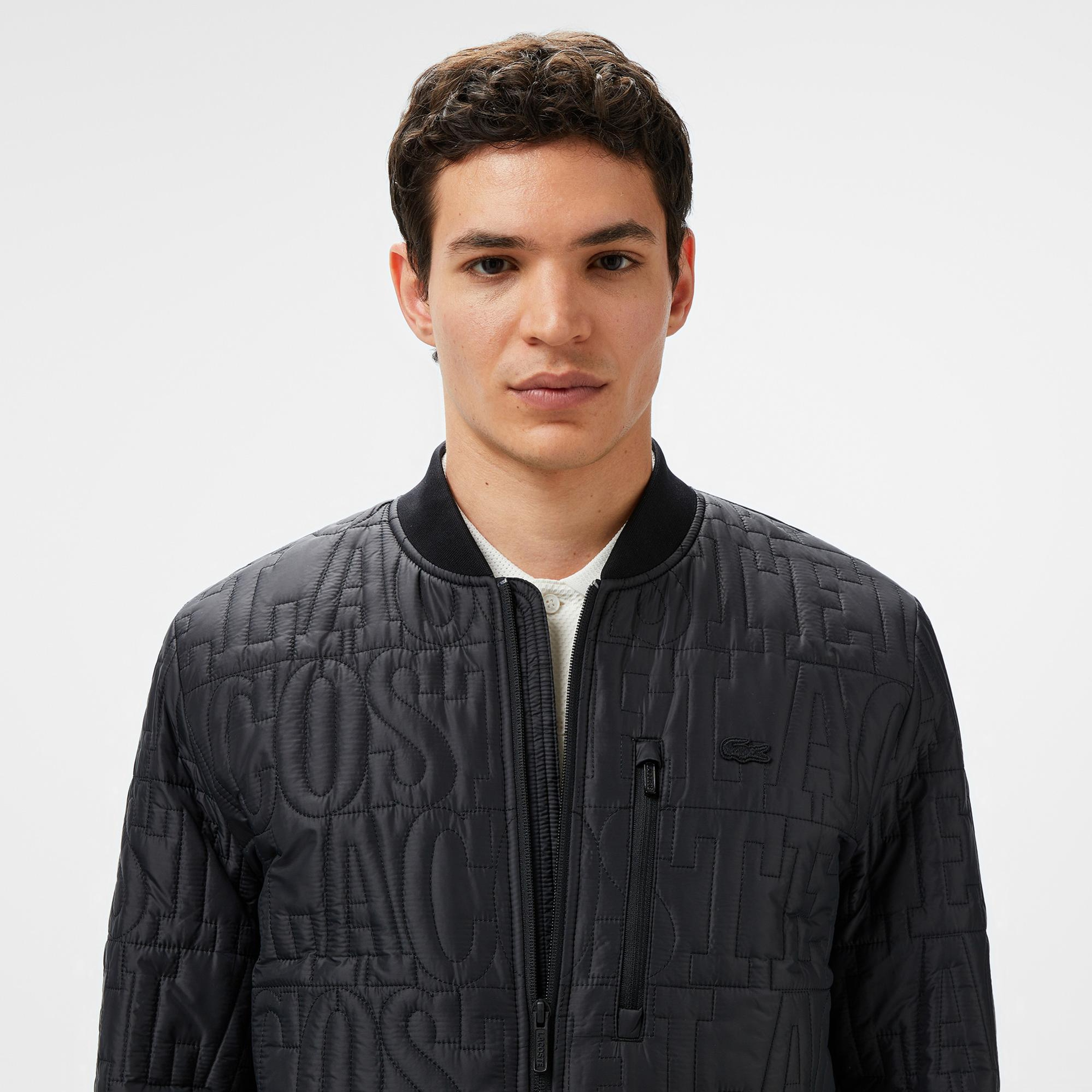 Lacoste Erkek Regular Fit Dik Yaka Kapitone Siyah Mont