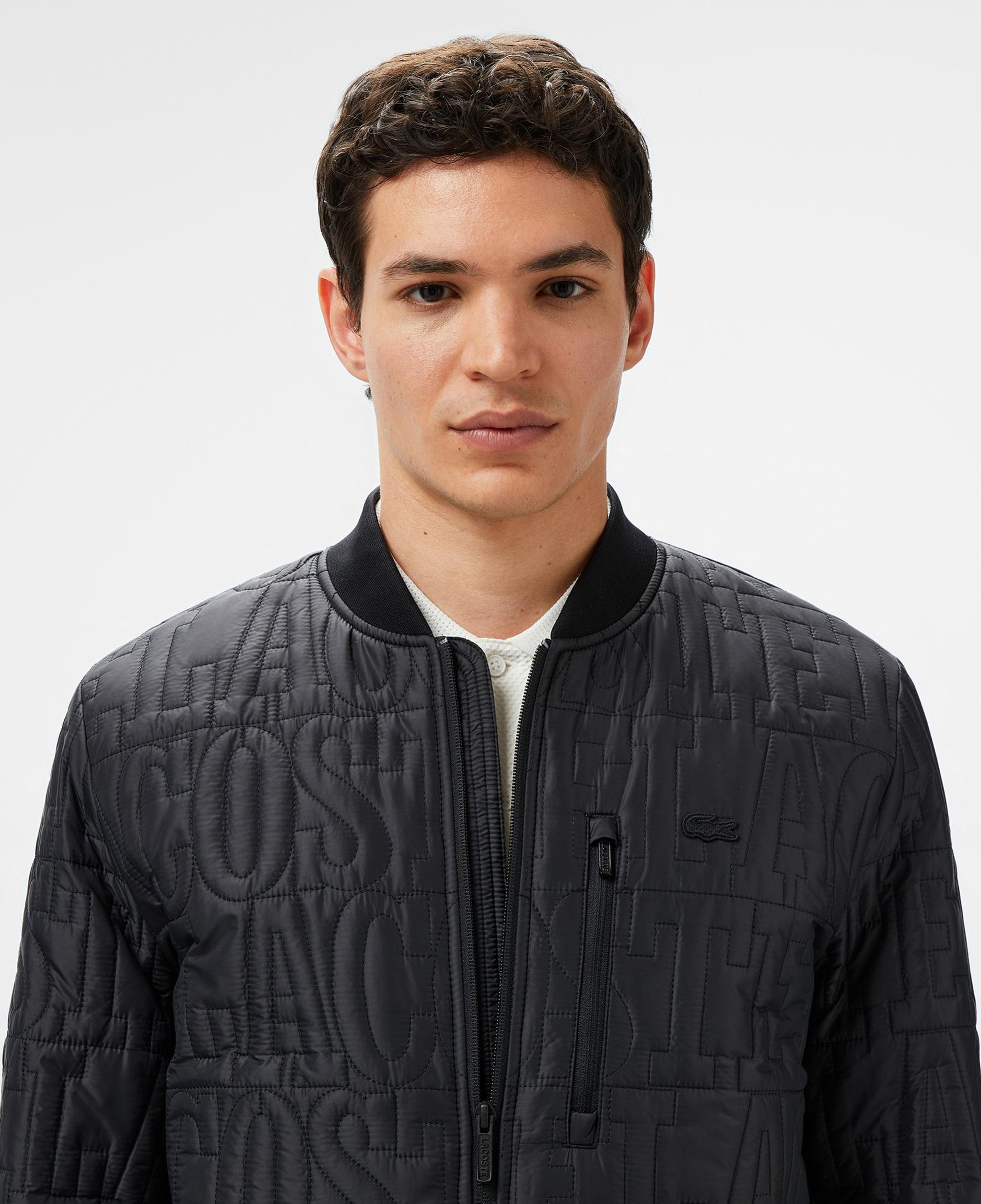 Lacoste Erkek Regular Fit Dik Yaka Kapitone Siyah Mont