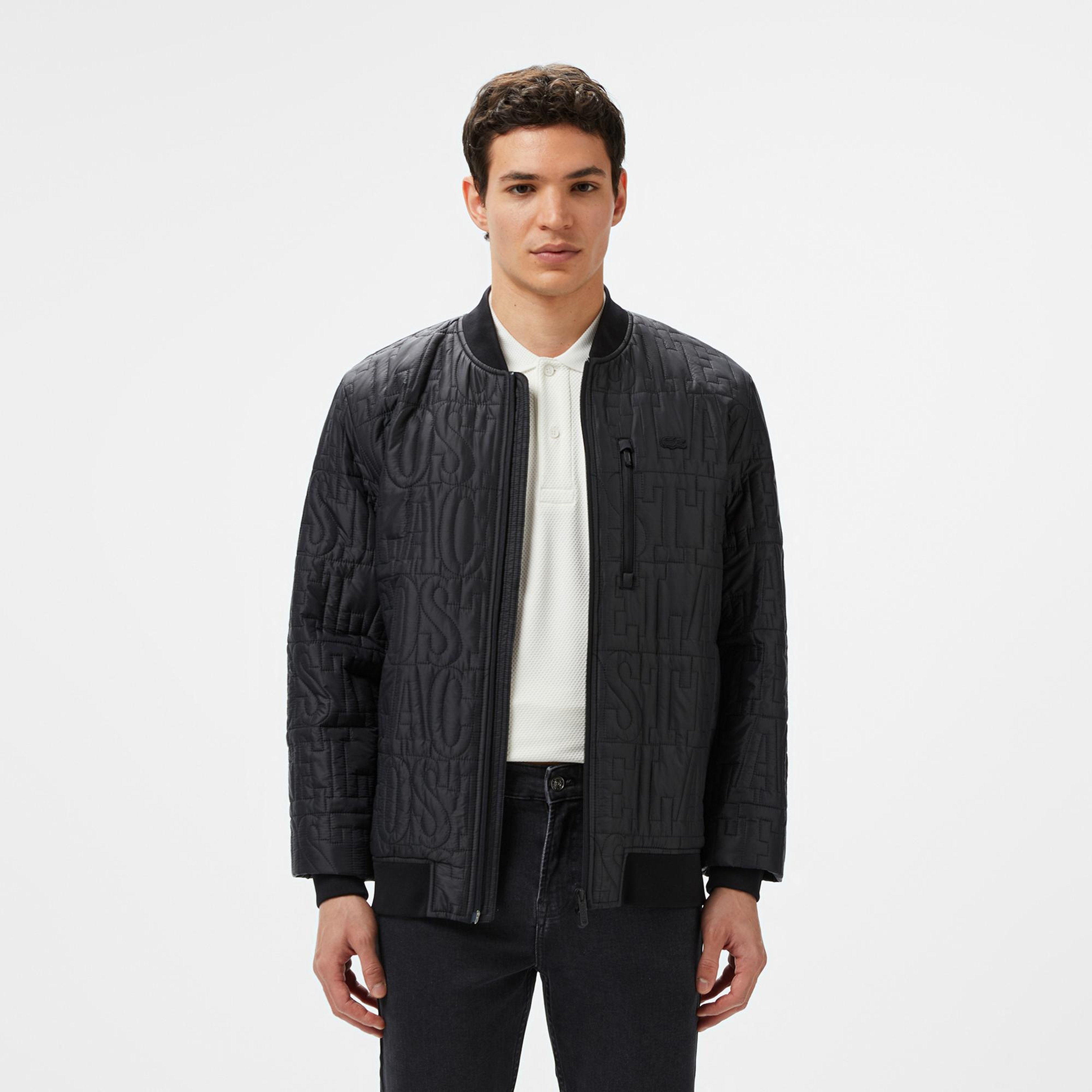 Lacoste Erkek Regular Fit Dik Yaka Kapitone Siyah Mont
