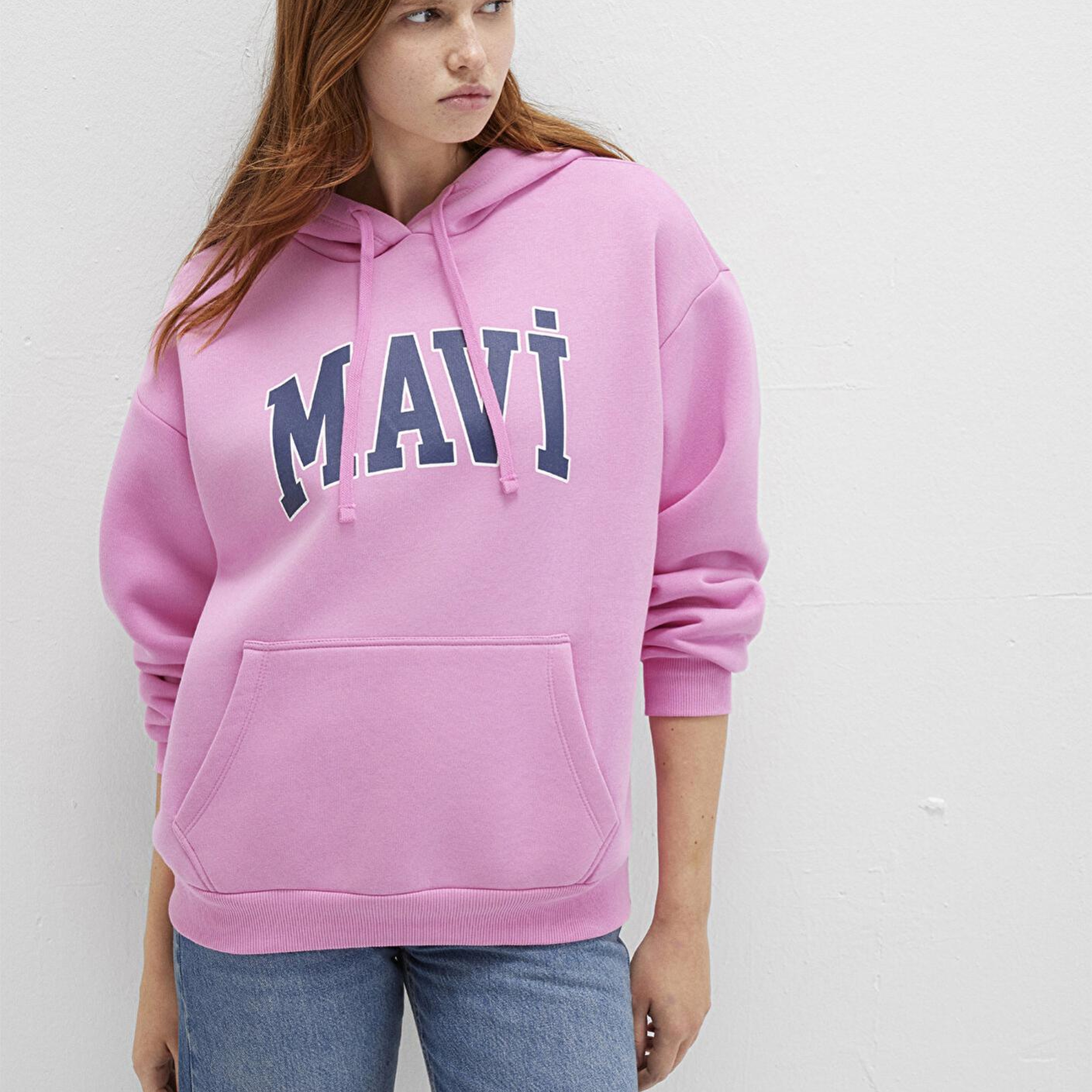Mavi Mavi Logo Baskılı Kapüşonlu Pembe Sweatshirt 1600361-71038