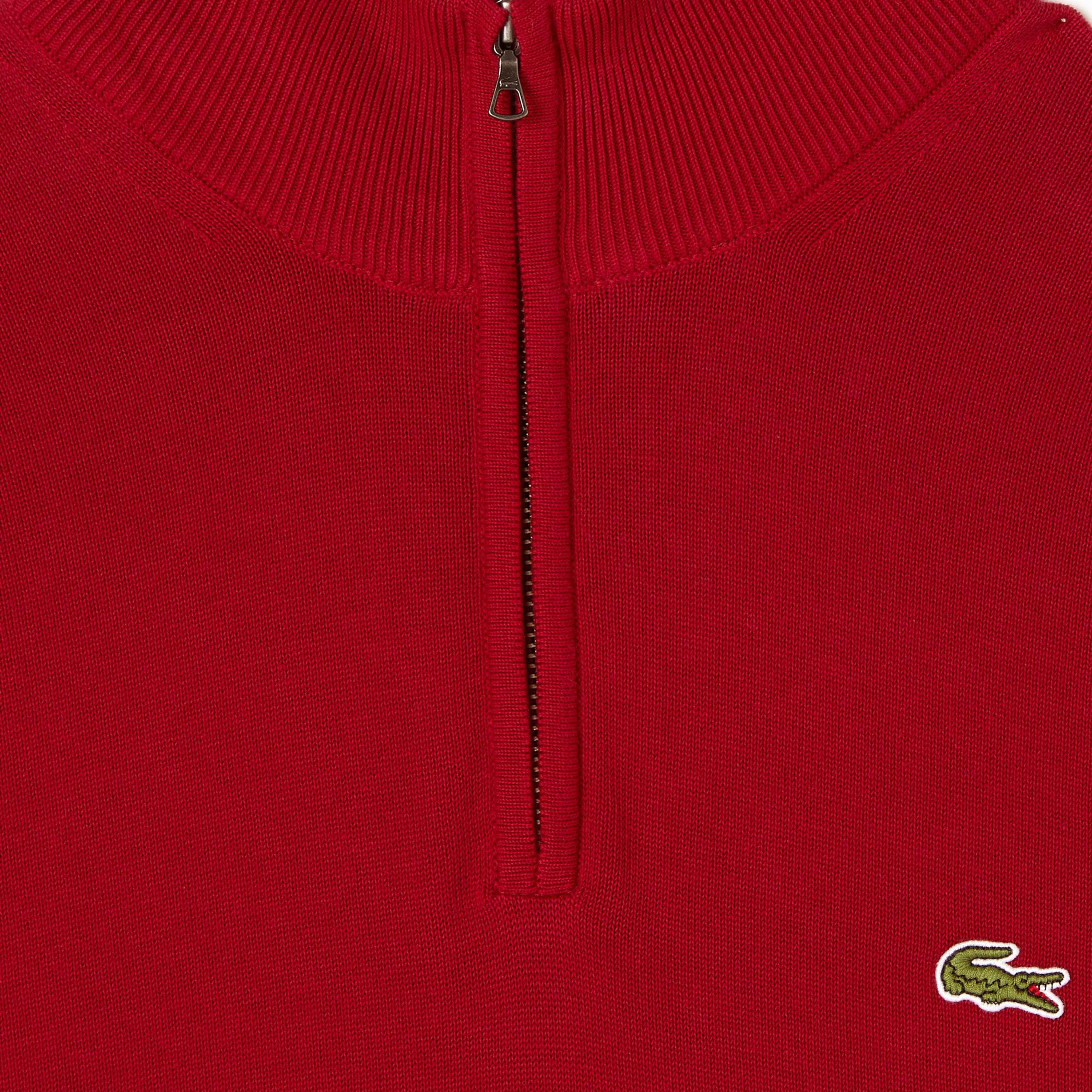 Lacoste Erkek Regular Fit Yarım Fermuarlı Kırmızı Kazak