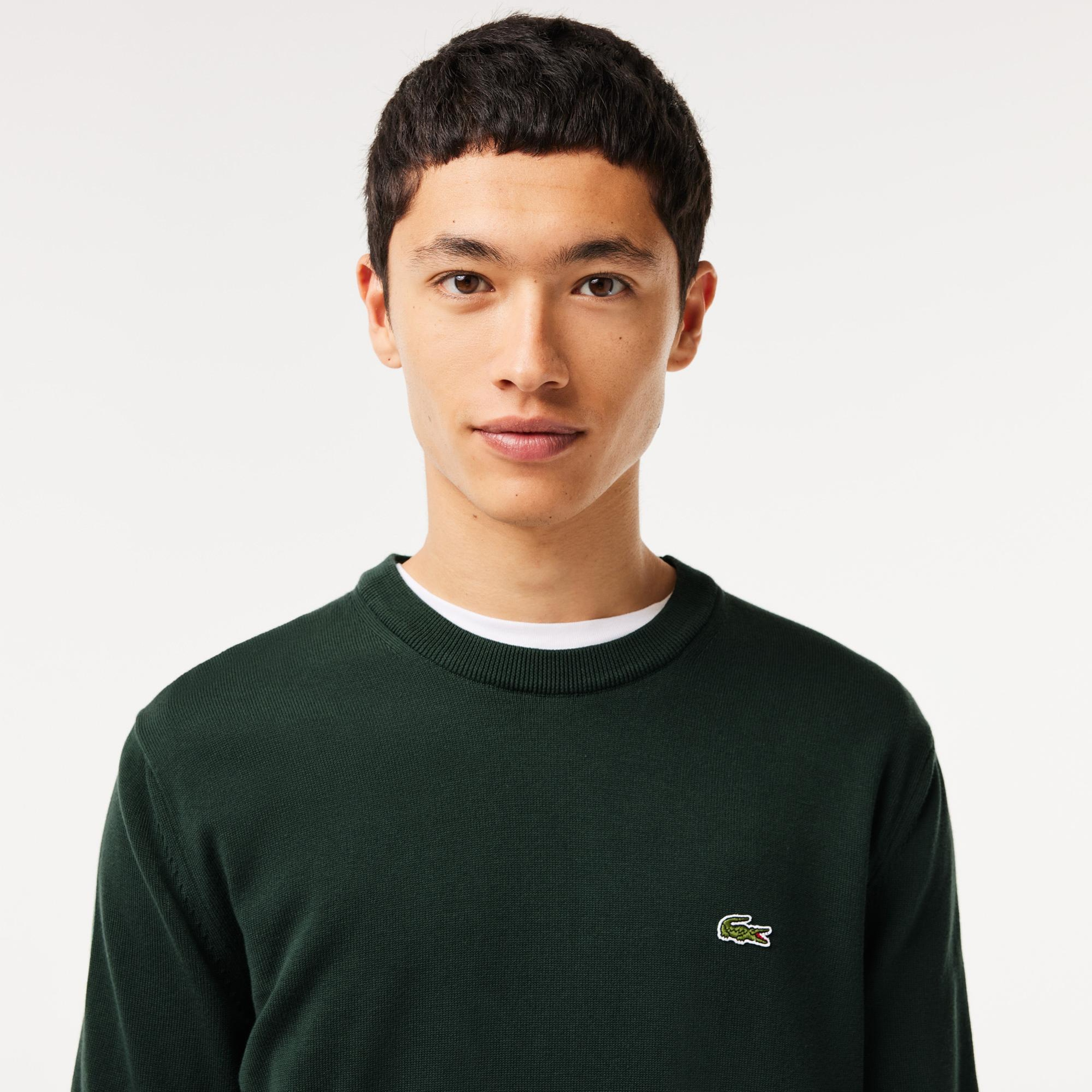Lacoste Erkek Regular Fit Bisiklet Yaka Koyu Yeşil Kazak