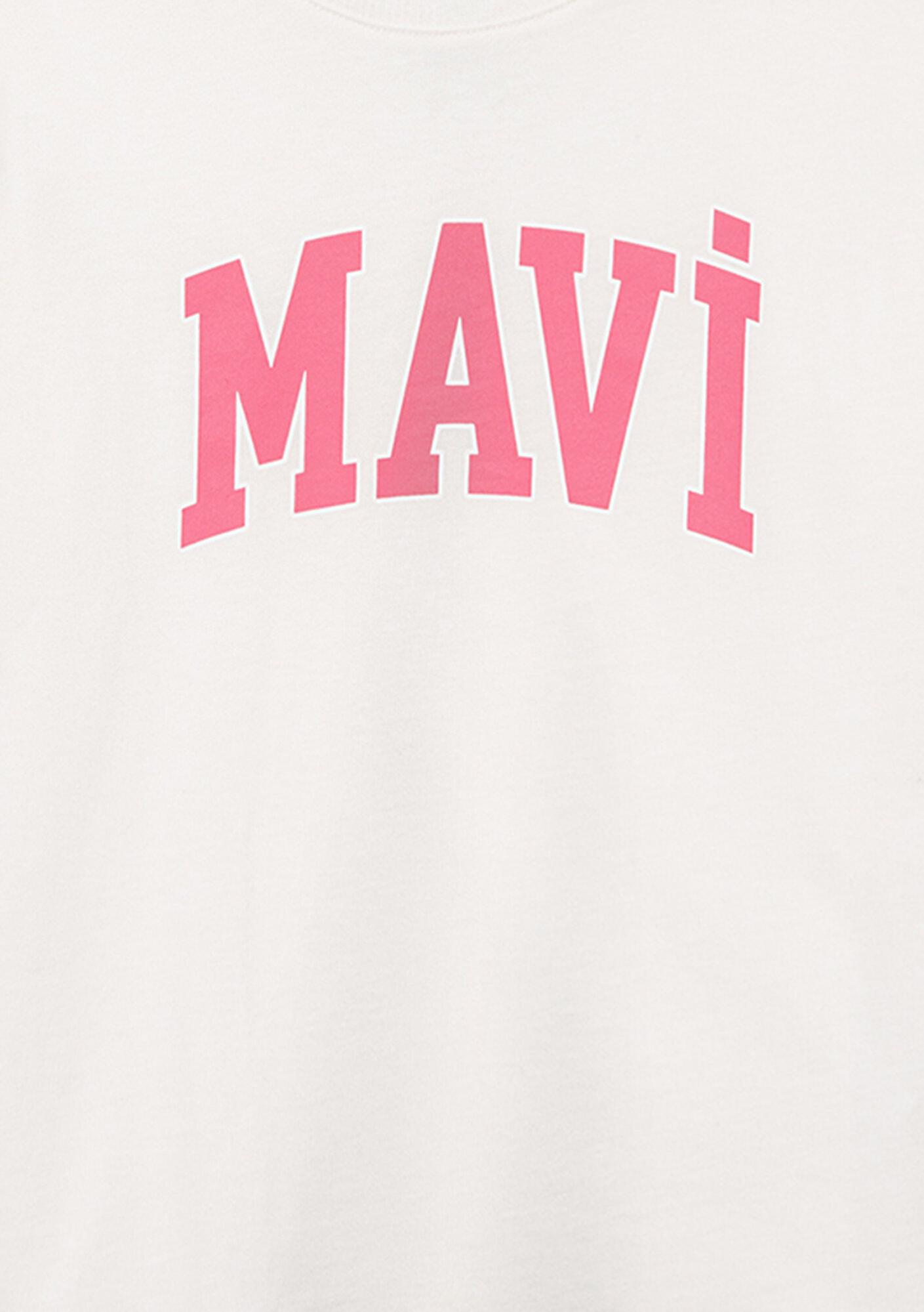 Mavi Mavi Logo Baskılı Ekru Tişört Regular Fit / Normal Kesim 7610109-70057
