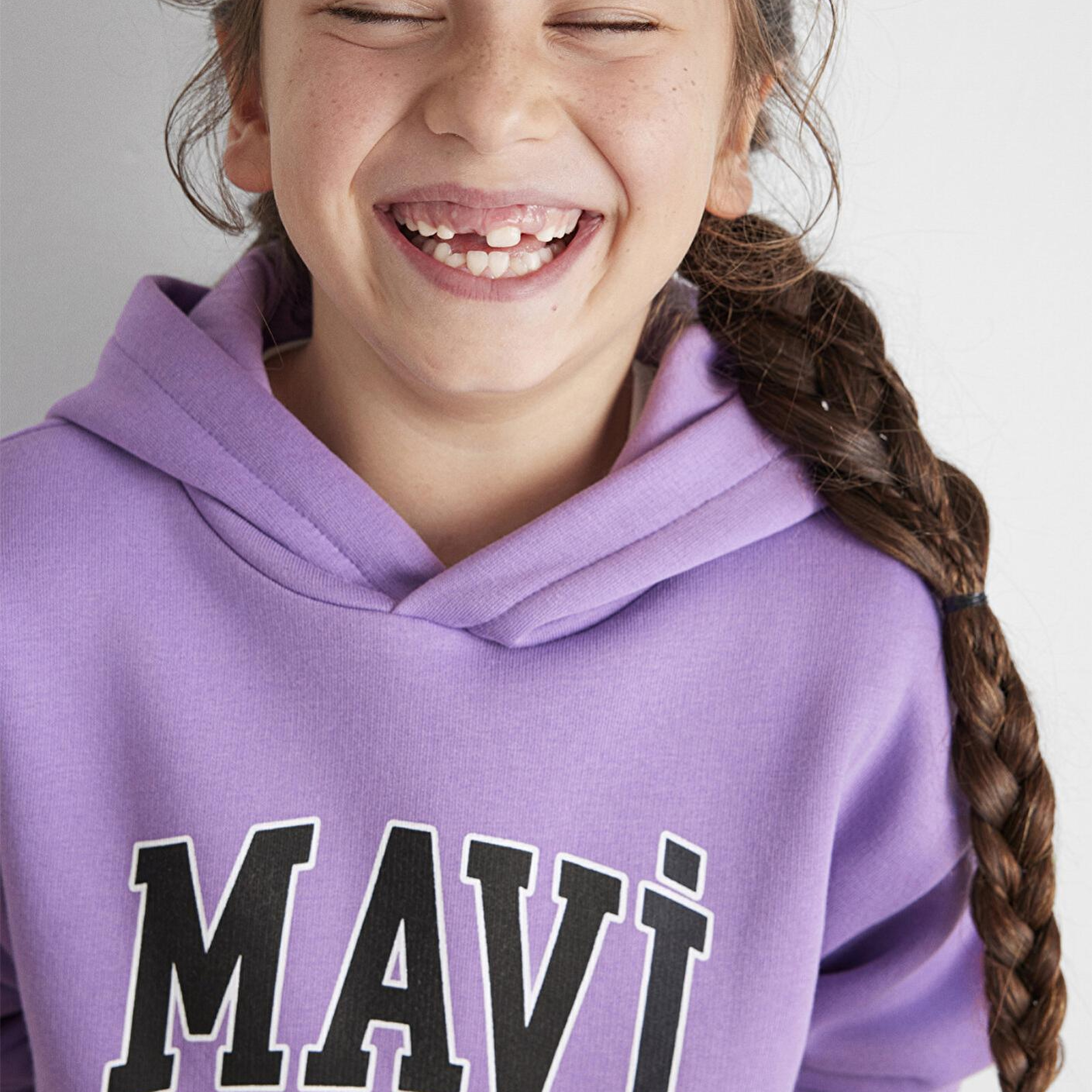 Mavi Mavi Logo Baskılı Kapüşonlu Mor Sweatshirt 7610035-70586