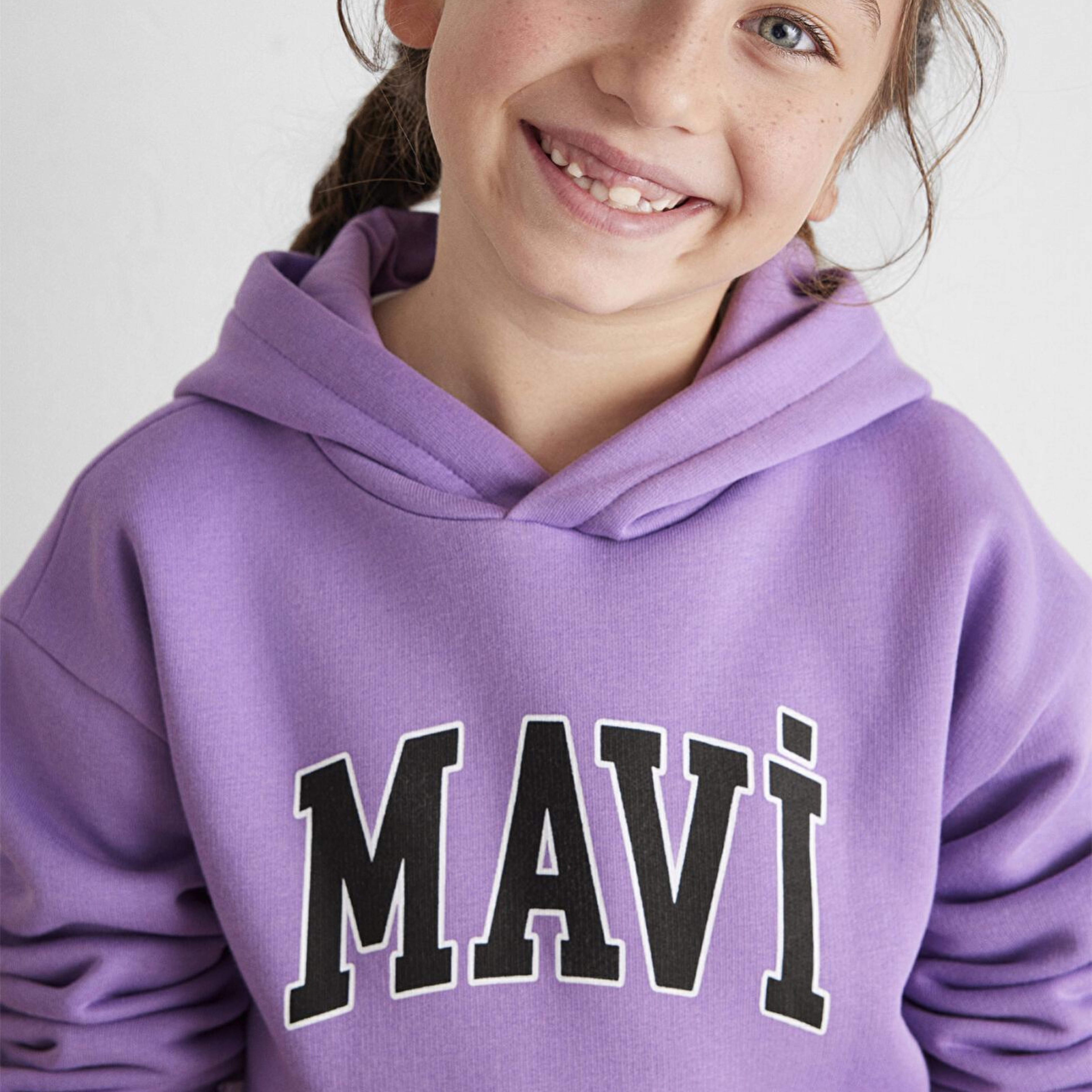 Mavi Mavi Logo Baskılı Kapüşonlu Mor Sweatshirt 7610035-70586