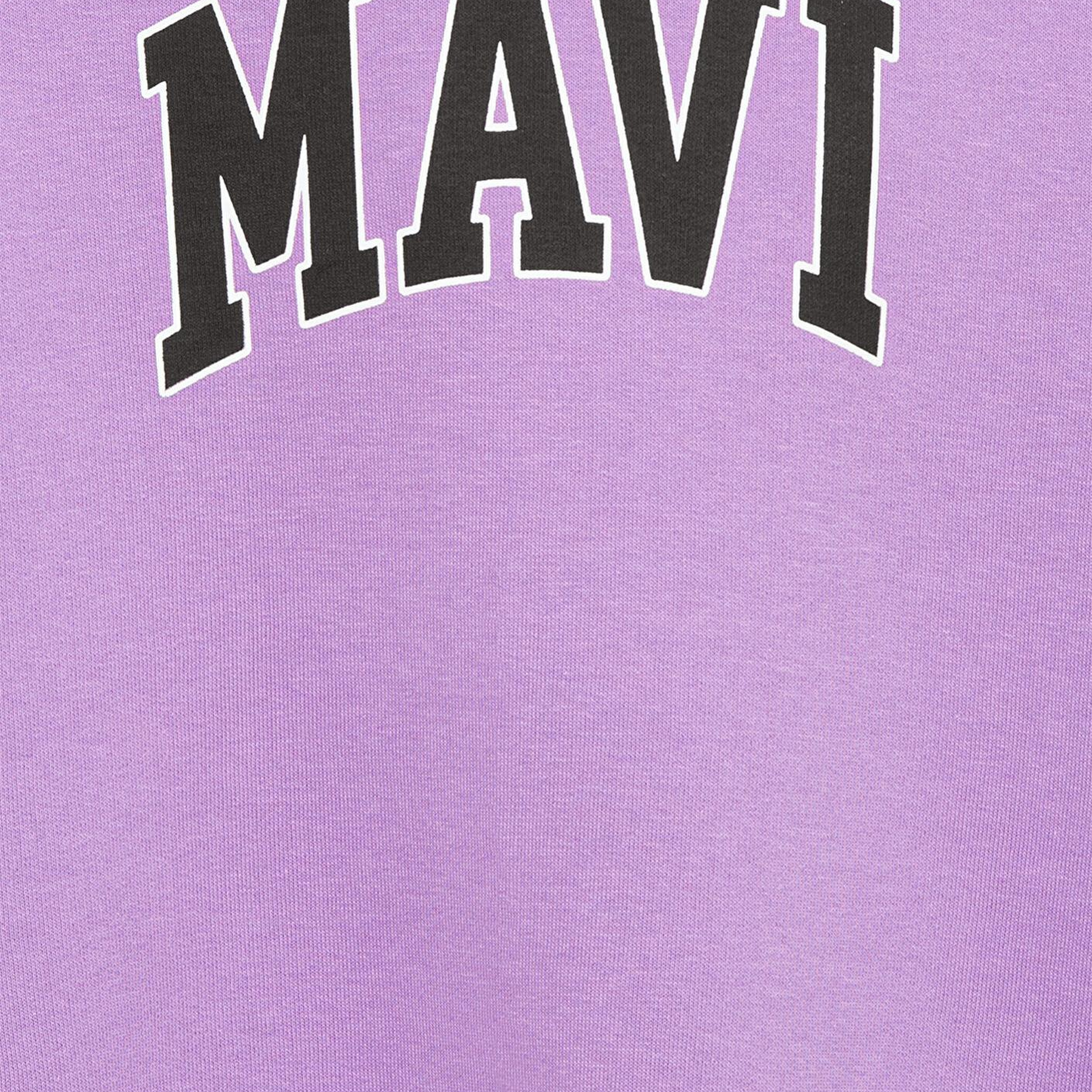 Mavi Mavi Logo Baskılı Kapüşonlu Mor Sweatshirt 7610035-70586
