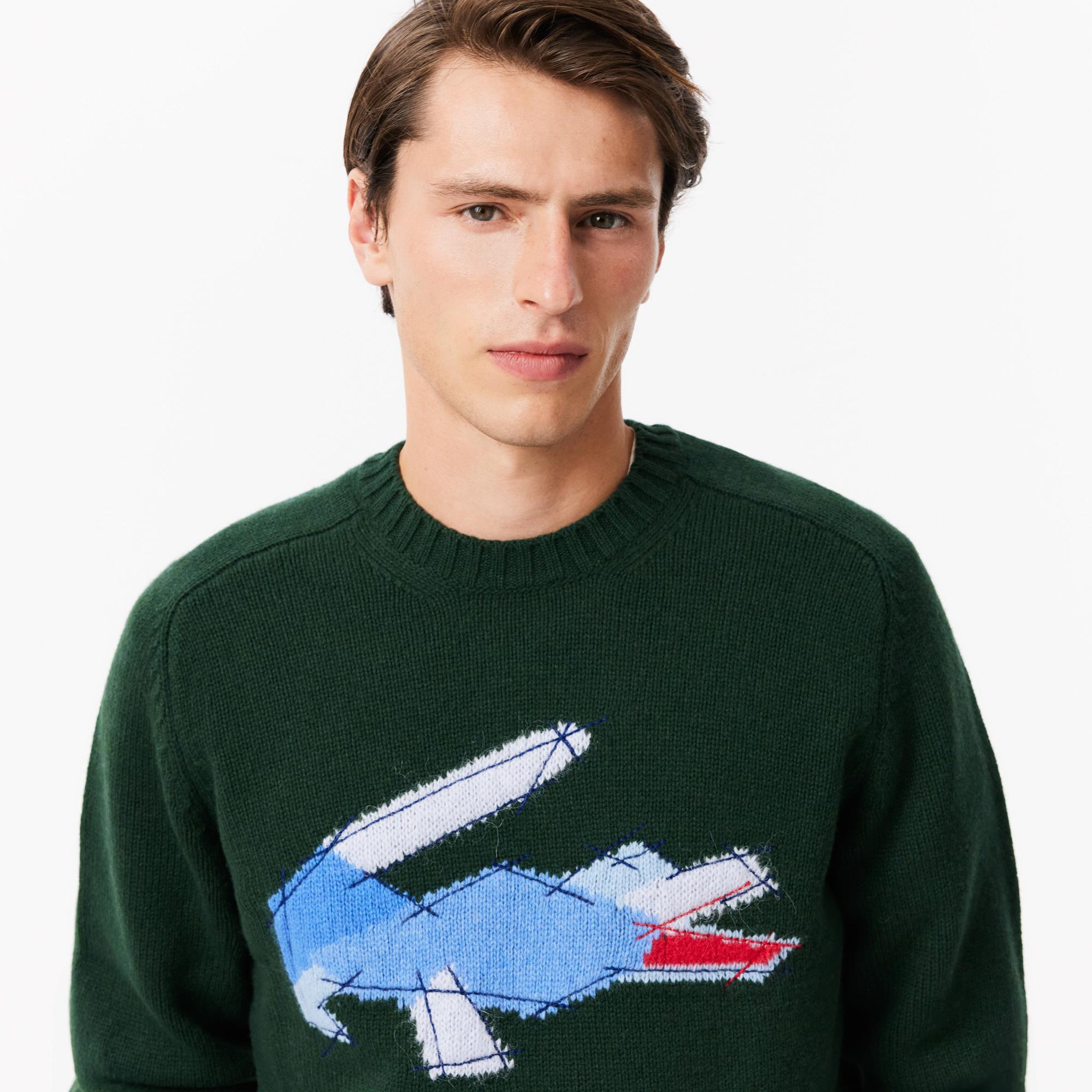 Lacoste Erkek Classic Fit Bisiklet Yaka Yün Siyah Kazak