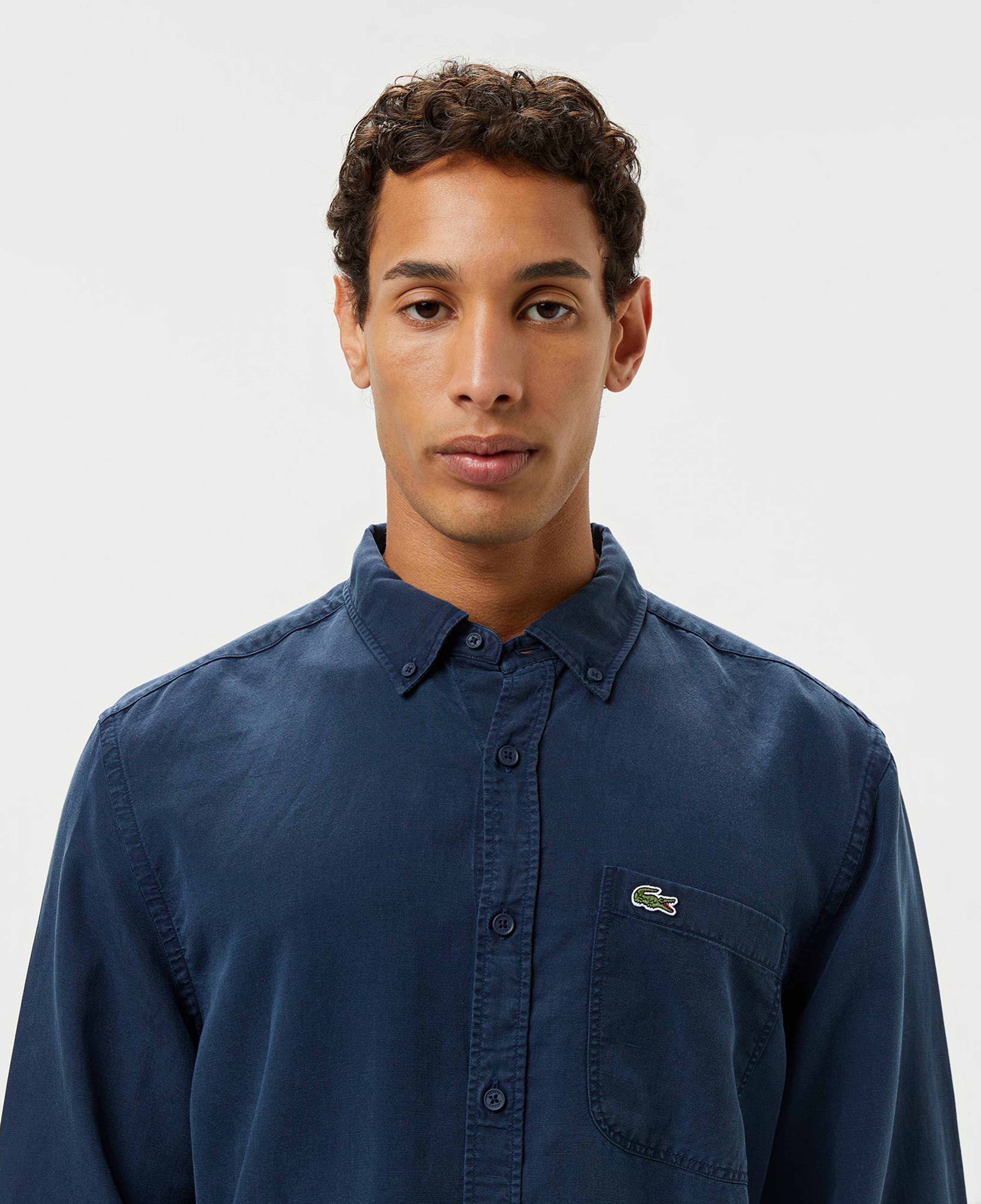 Lacoste Erkek Slim Fit Düğmeli Yaka Lacivert Gömlek