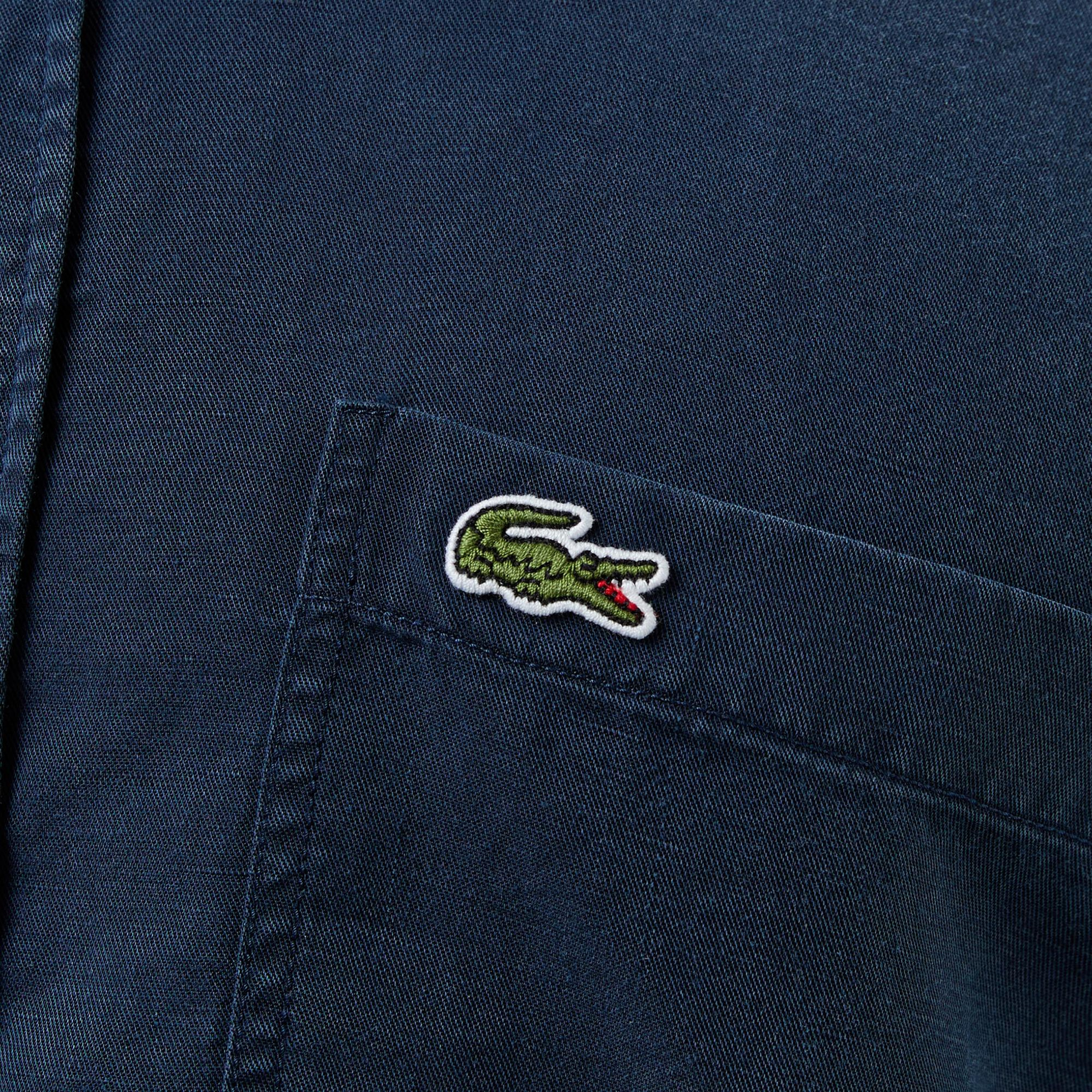 Lacoste Erkek Slim Fit Düğmeli Yaka Lacivert Gömlek