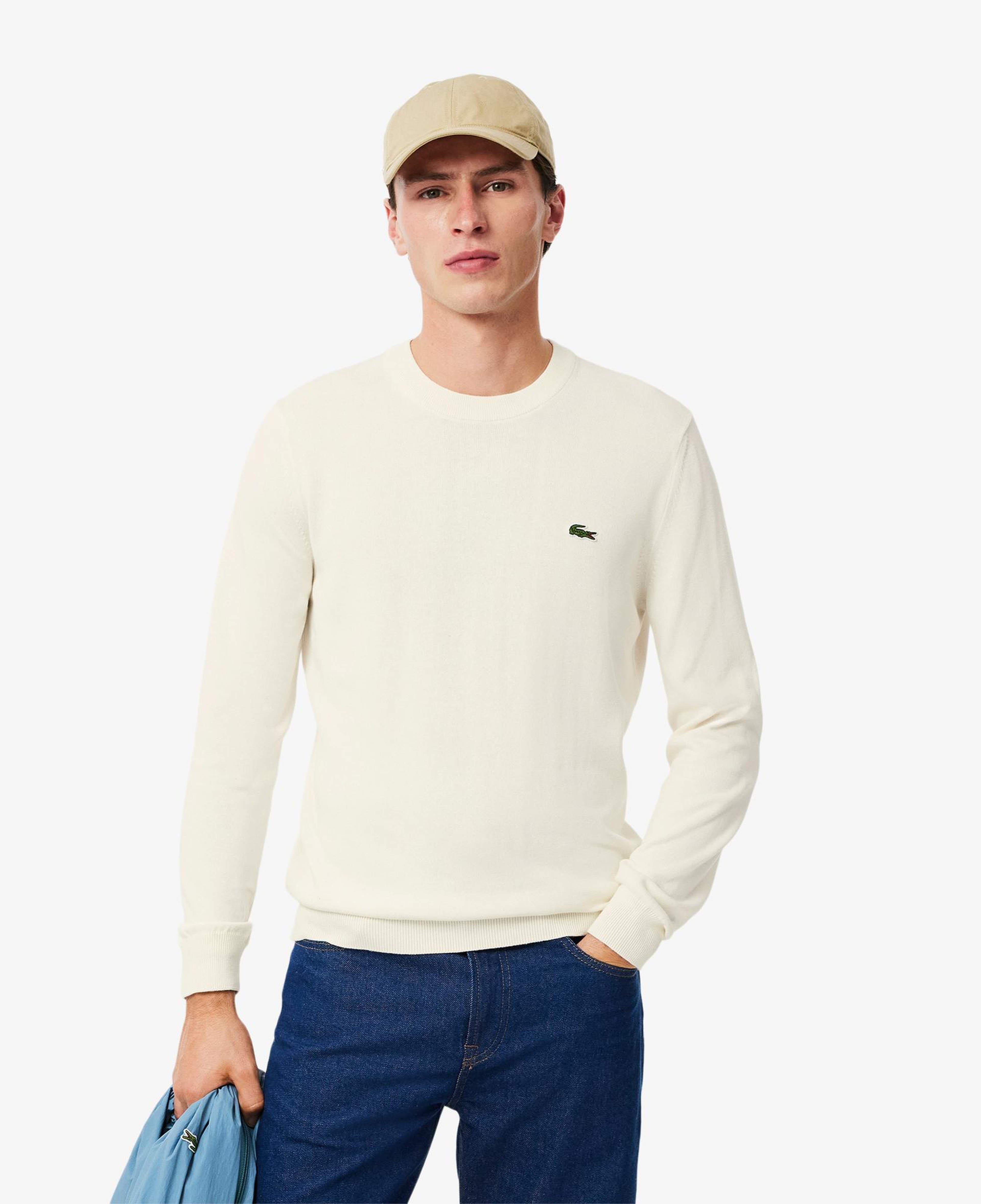Lacoste Erkek Regular Fit Bisiklet Yaka Beyaz Kazak