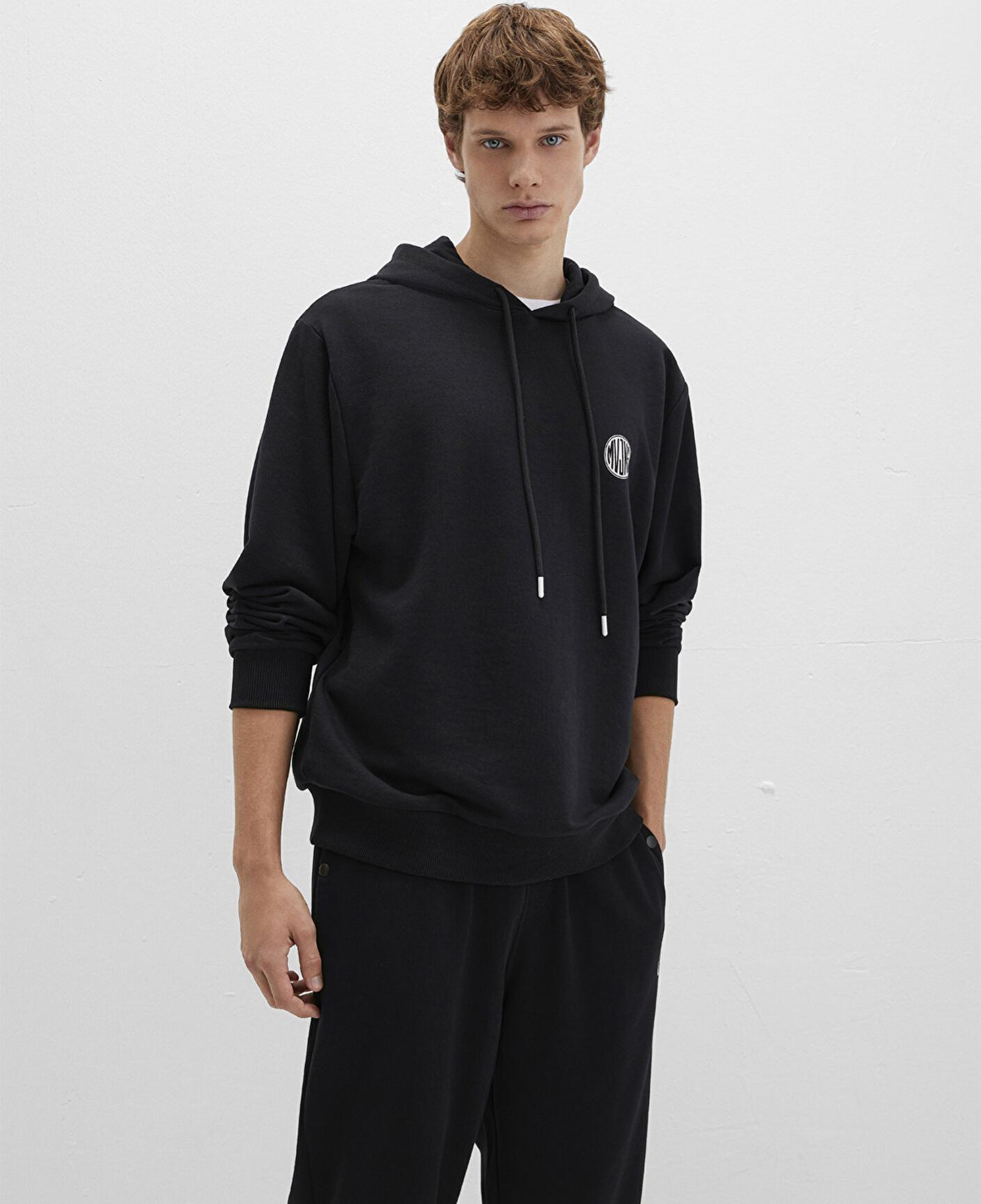 Mavi MVJNS Logo Baskılı Kapüşonlu Siyah Sweatshirt 0611786-900