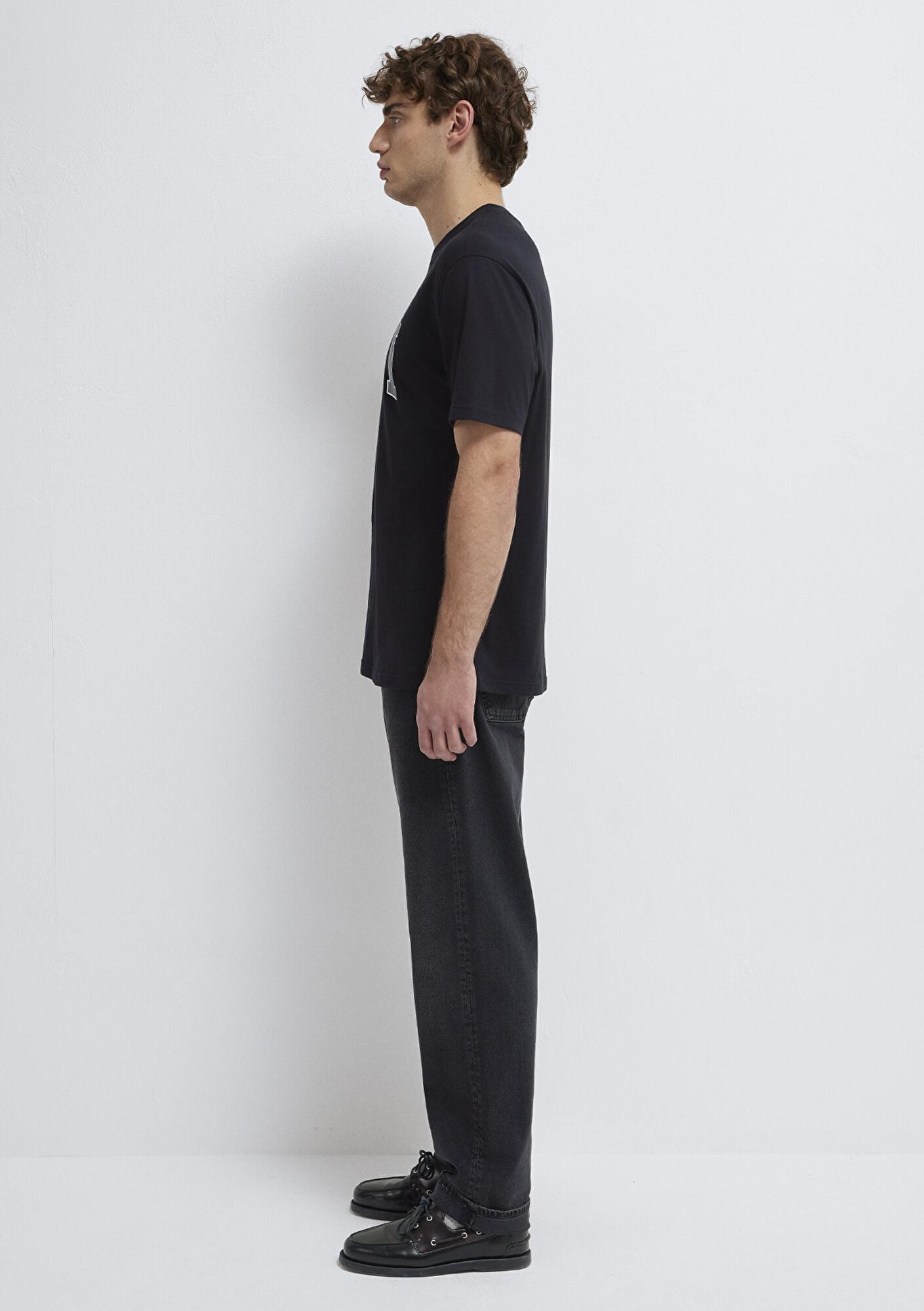 Mavi Mavi Logo Baskılı Siyah Tişört Loose Fit / Bol Rahat Kesim 0611711-900