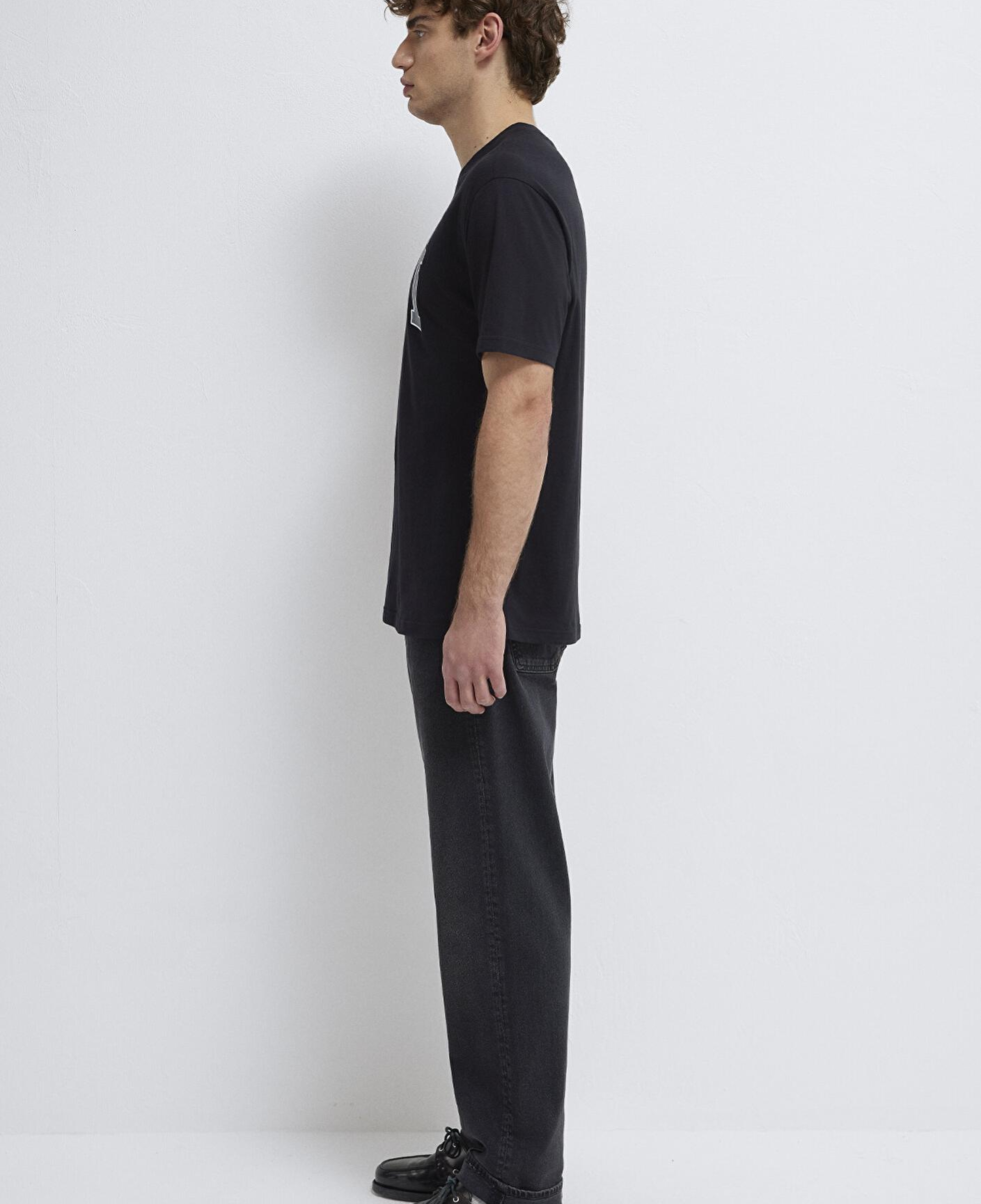 Mavi Mavi Logo Baskılı Siyah Tişört Loose Fit / Bol Rahat Kesim 0611711-900