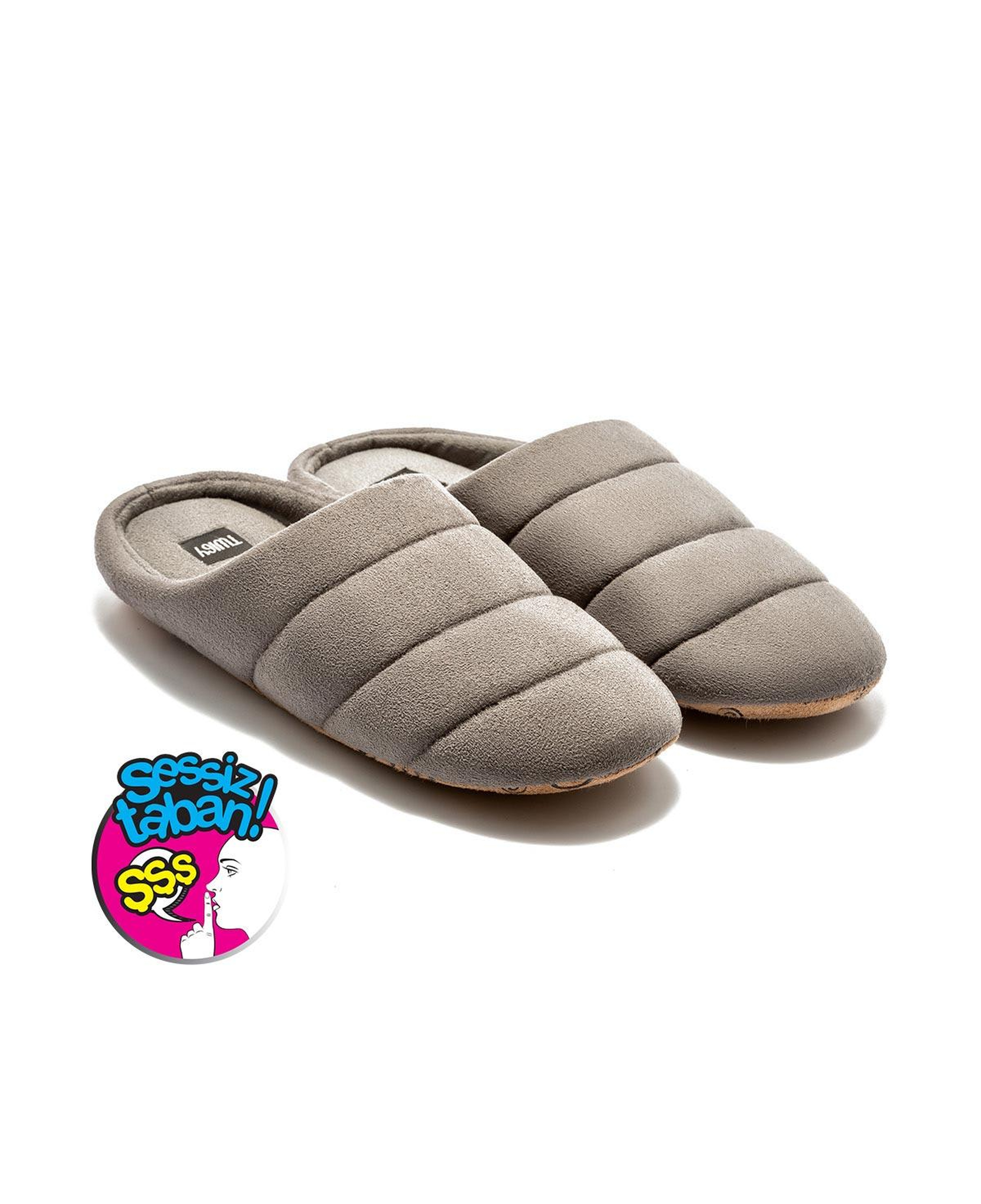 Adamo Erkek Ev Terliği Sessiz Taban Füme 41/46