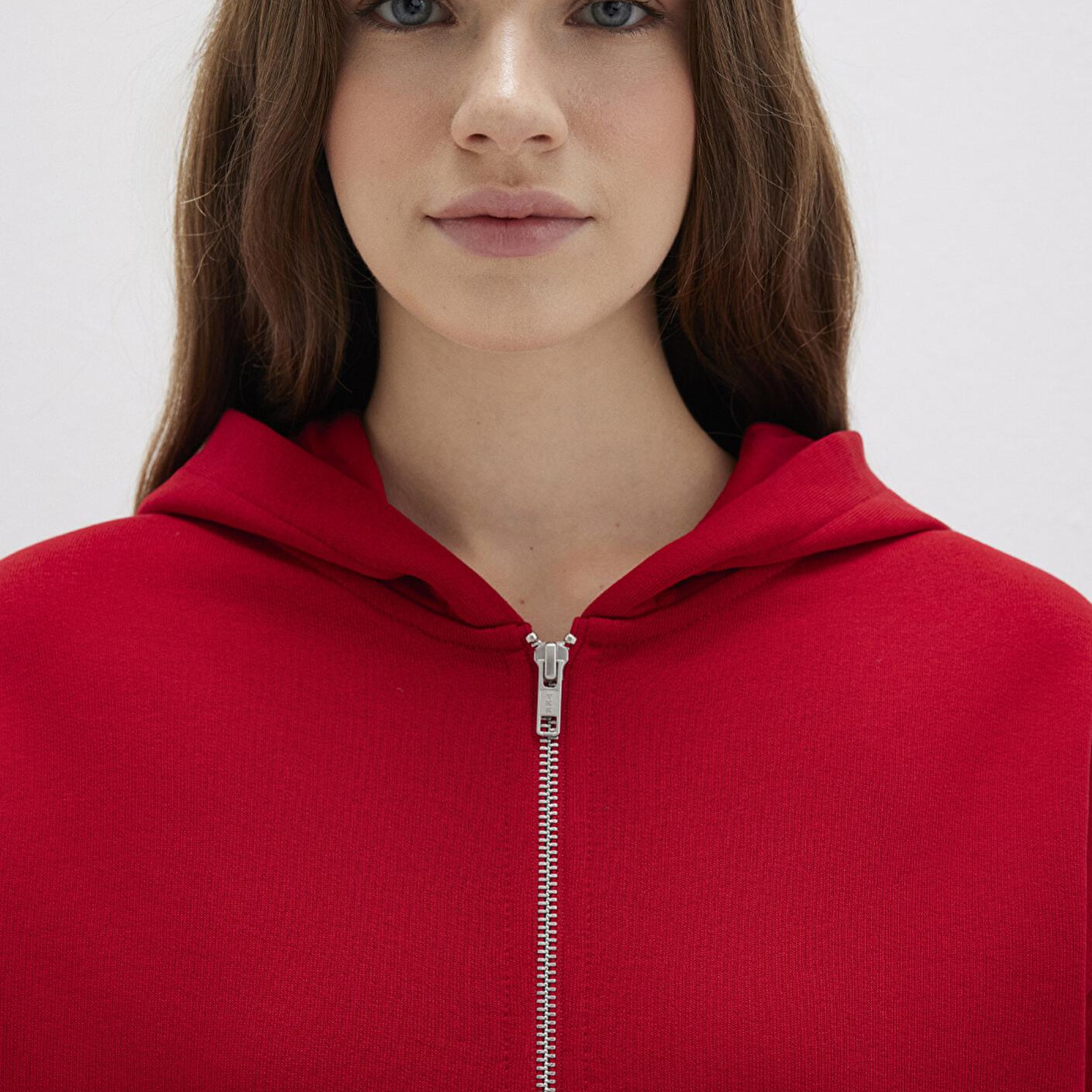 Mavi Fermuarlı Kapüşonlu Kırmızı Basic Sweatshirt 1611775-82054