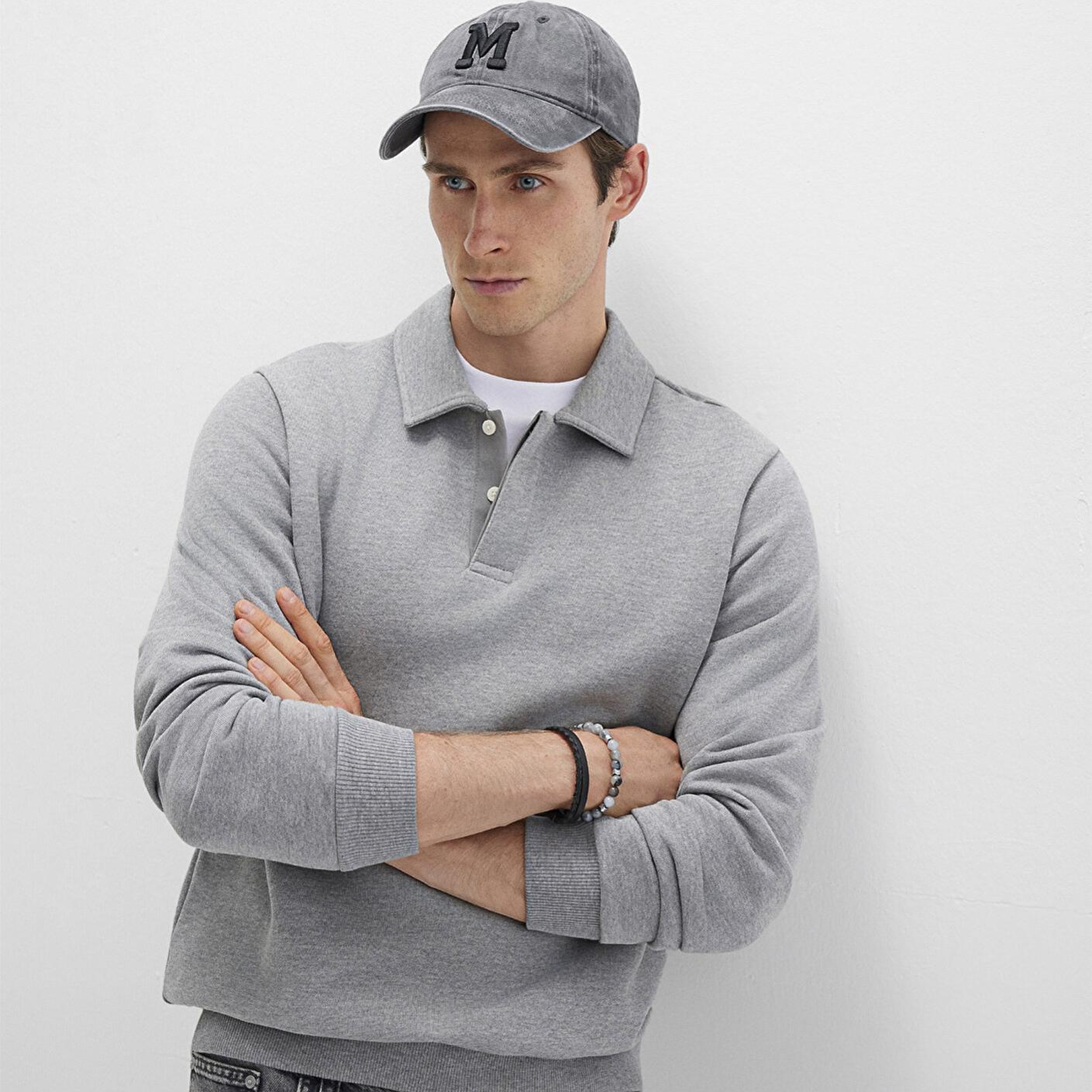 Mavi M Logo Detaylı Gri Şapka 0911156-34314