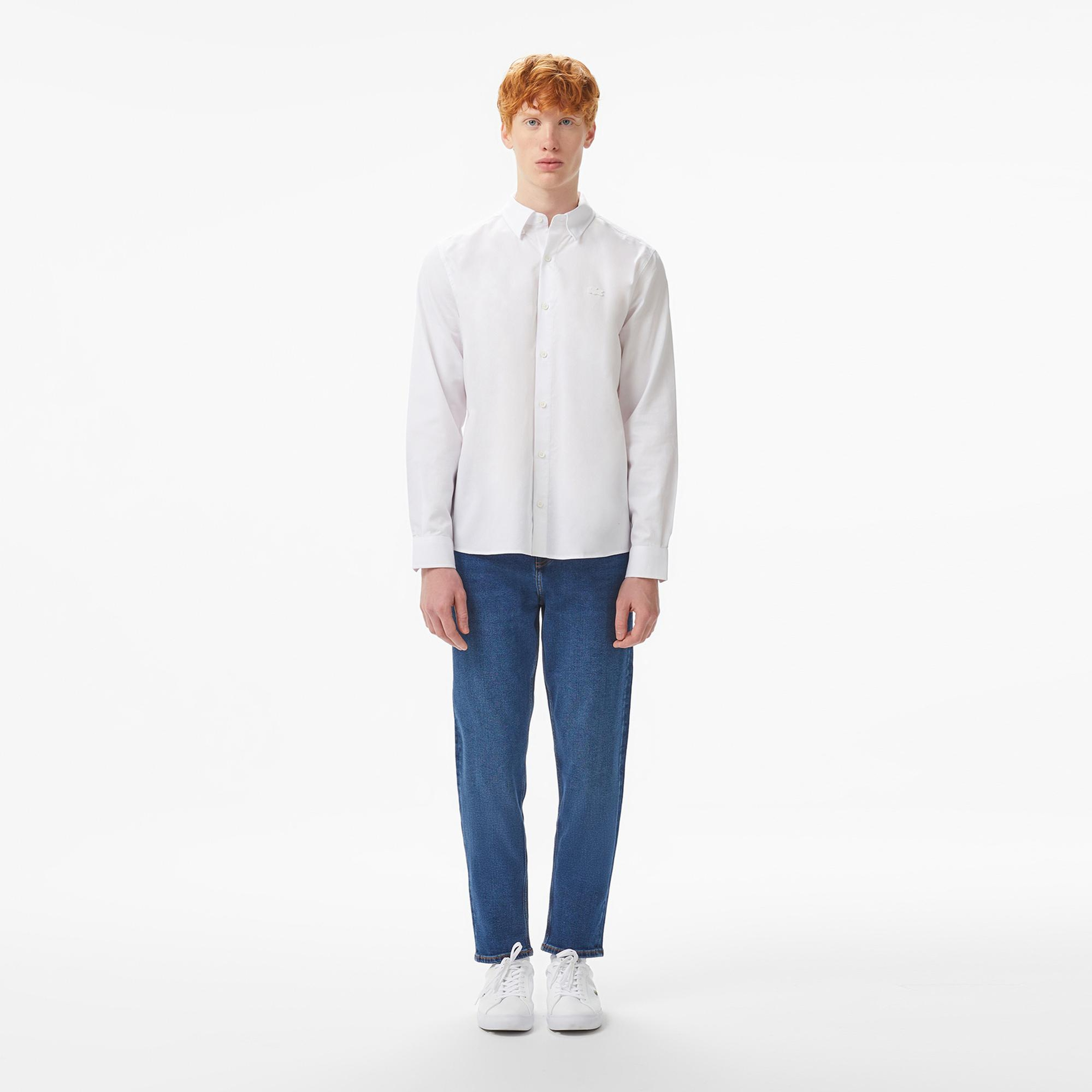 Lacoste Erkek Slim Fit Düğmeli Yaka Beyaz Gömlek