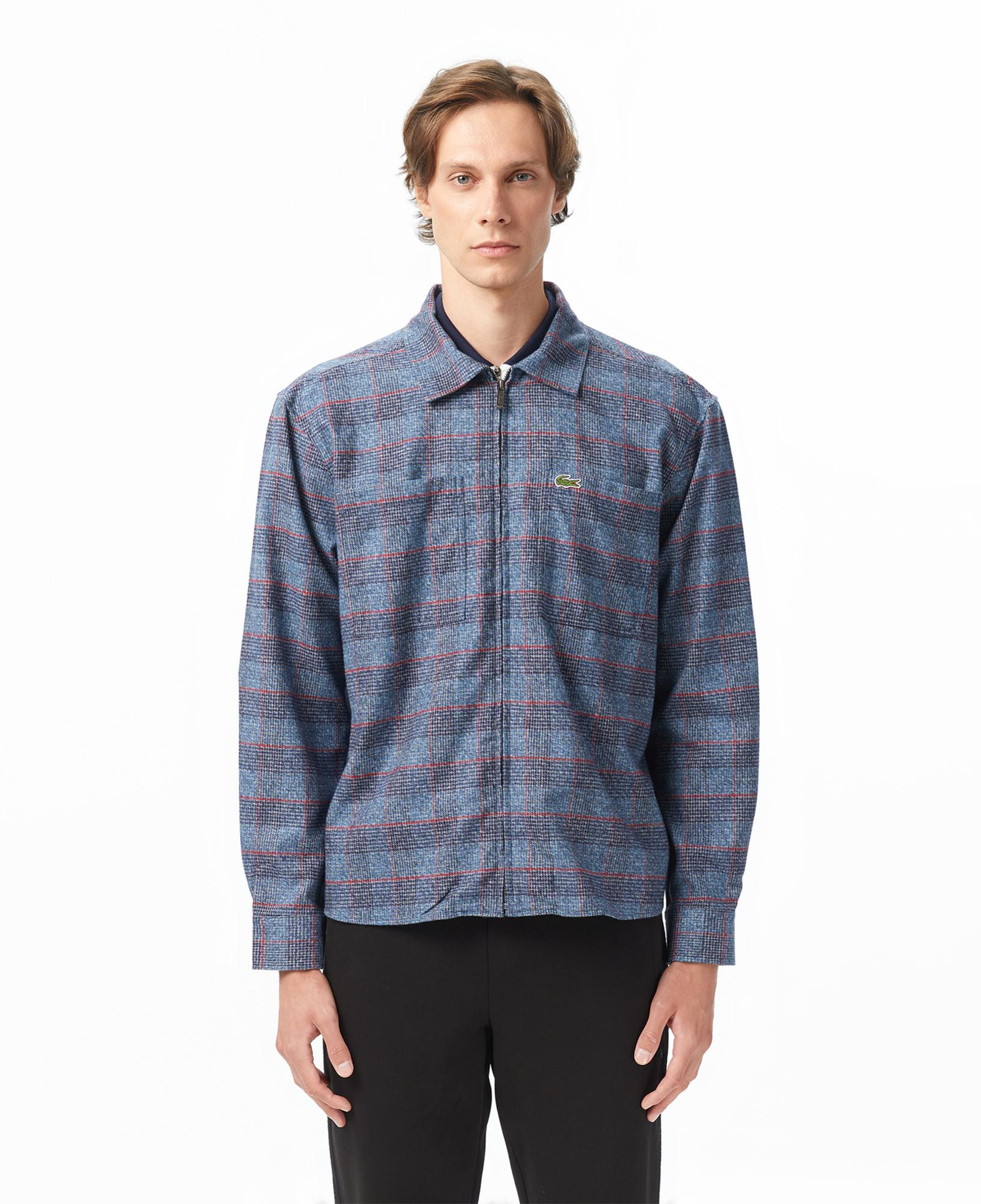 Lacoste Erkek Relaxed Fit Gömlek Yaka Ekose Lacivert Ceket